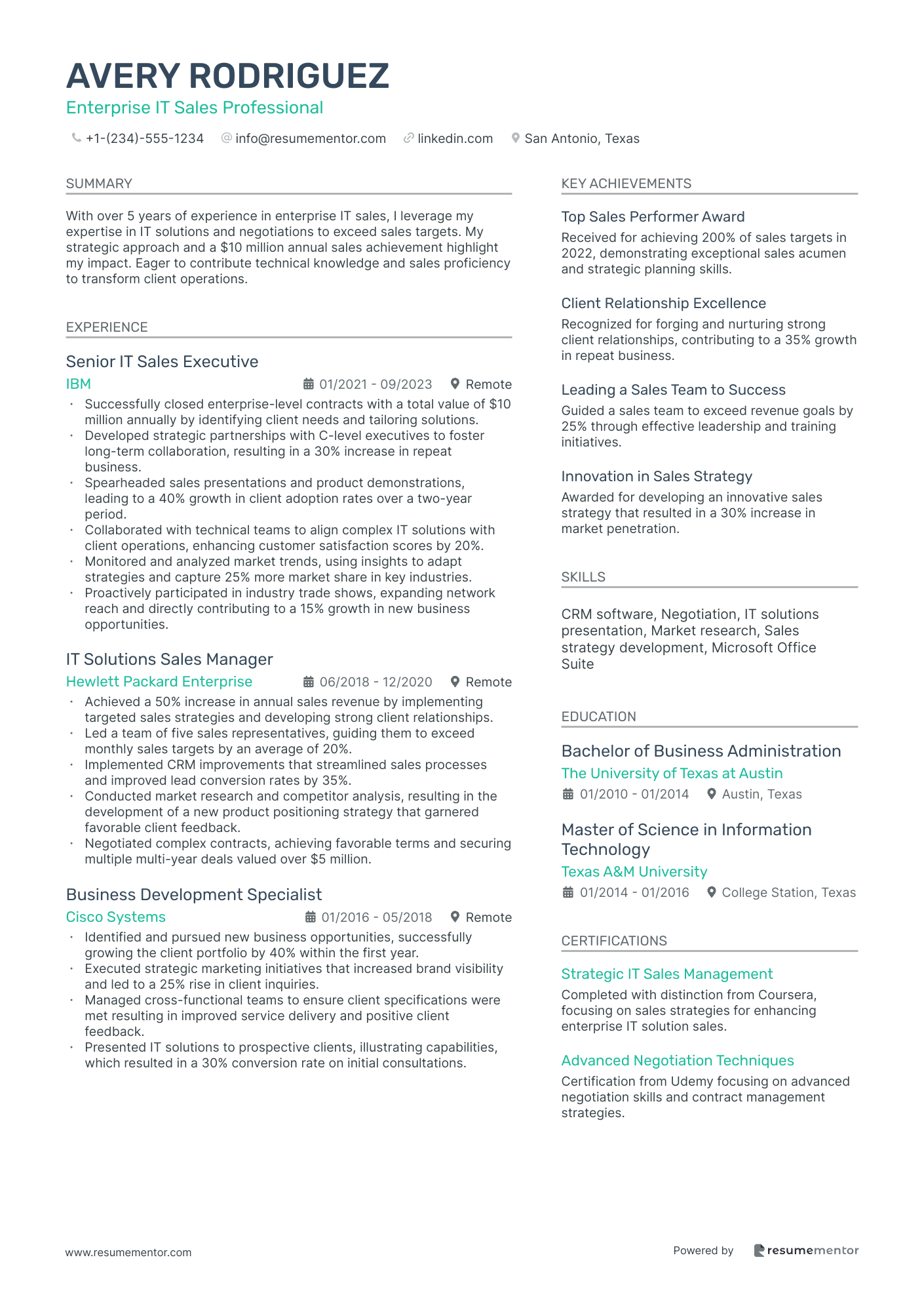 Enterprise IT Sales Professional