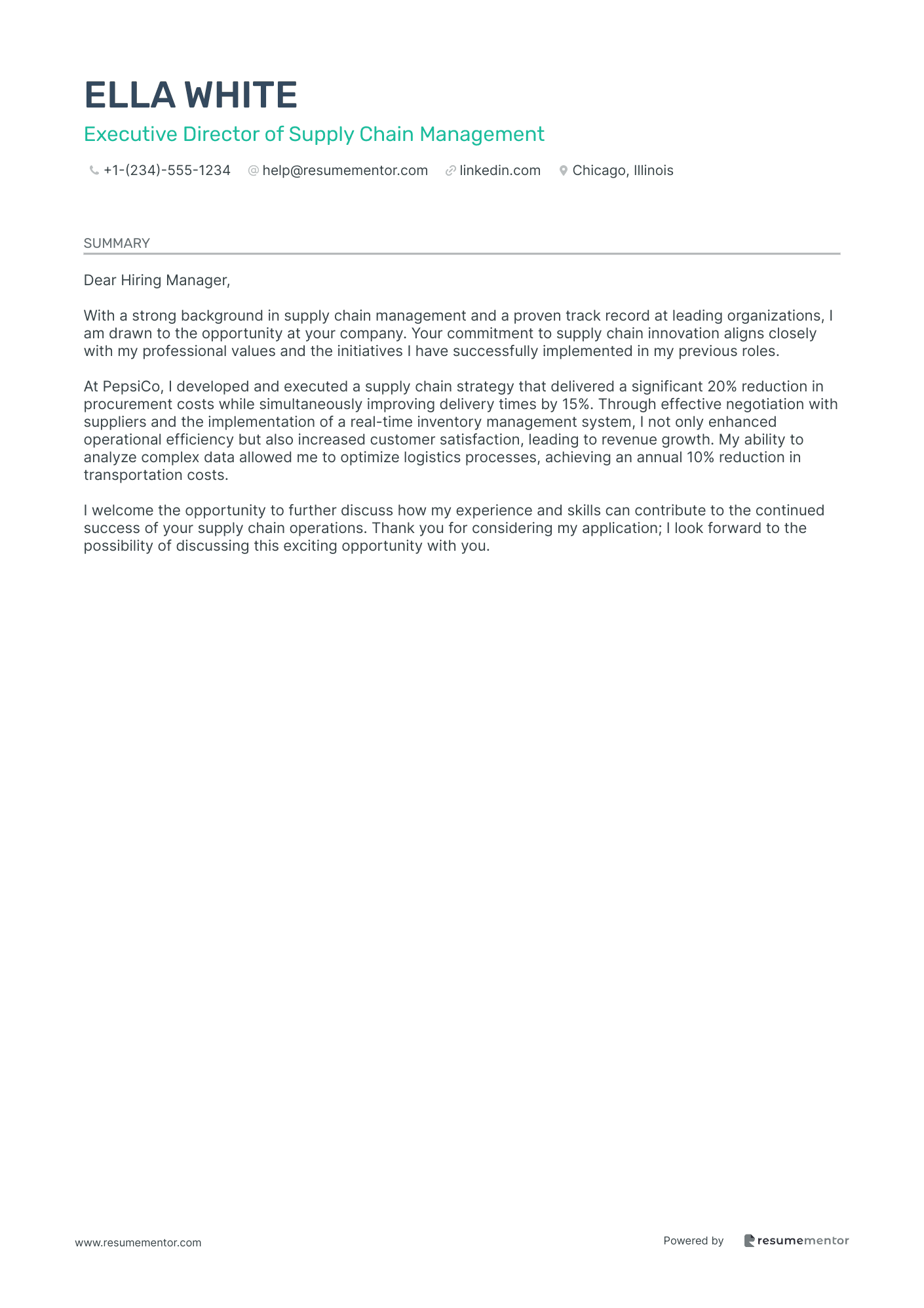 Executive Director of Supply Chain Management