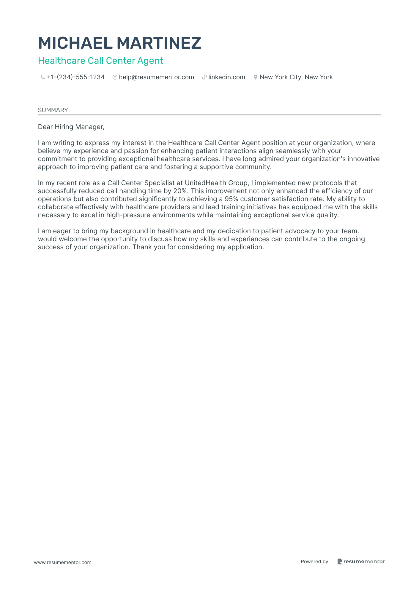 Healthcare Call Center Agent
