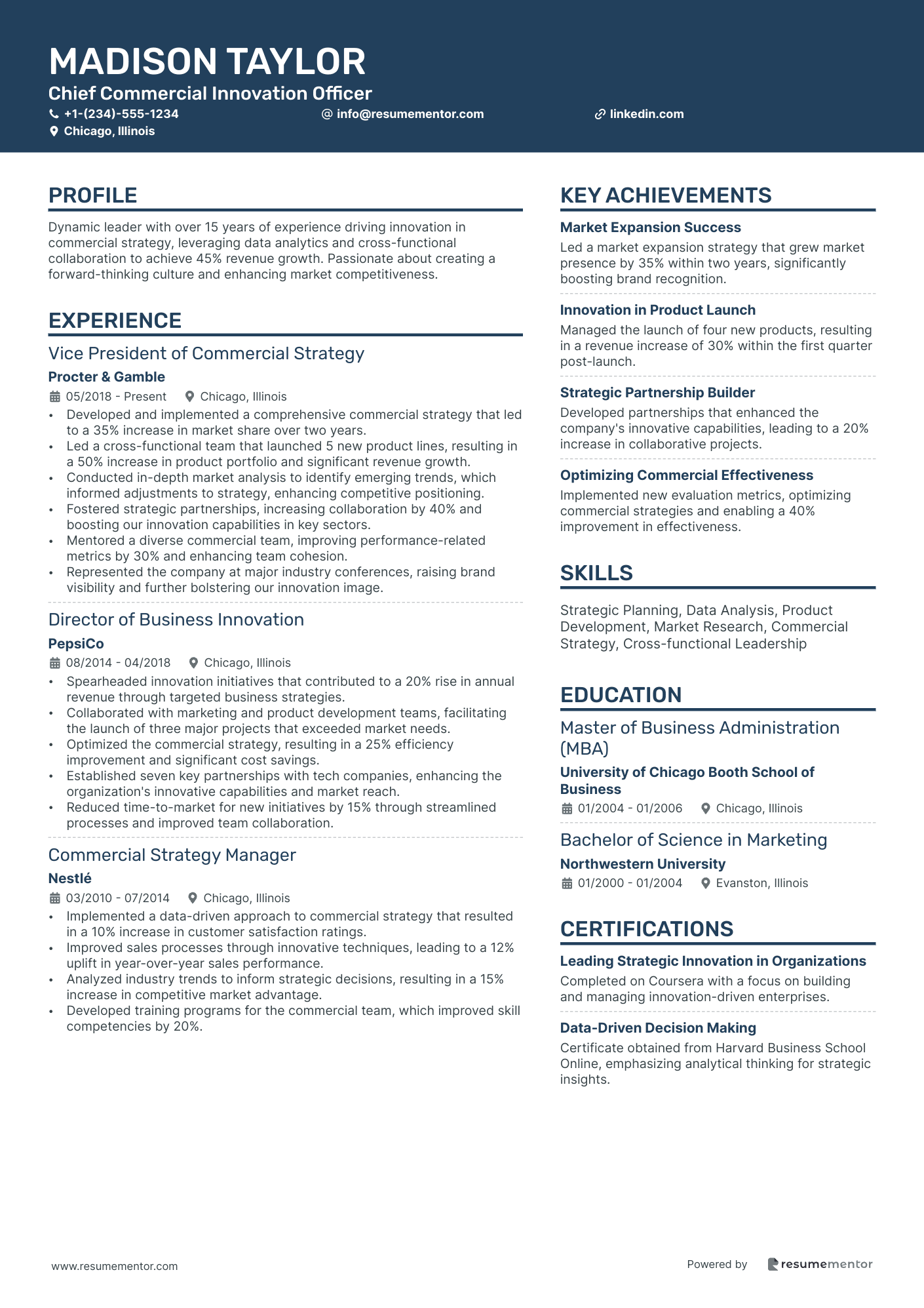 Chief Commercial Innovation Officer