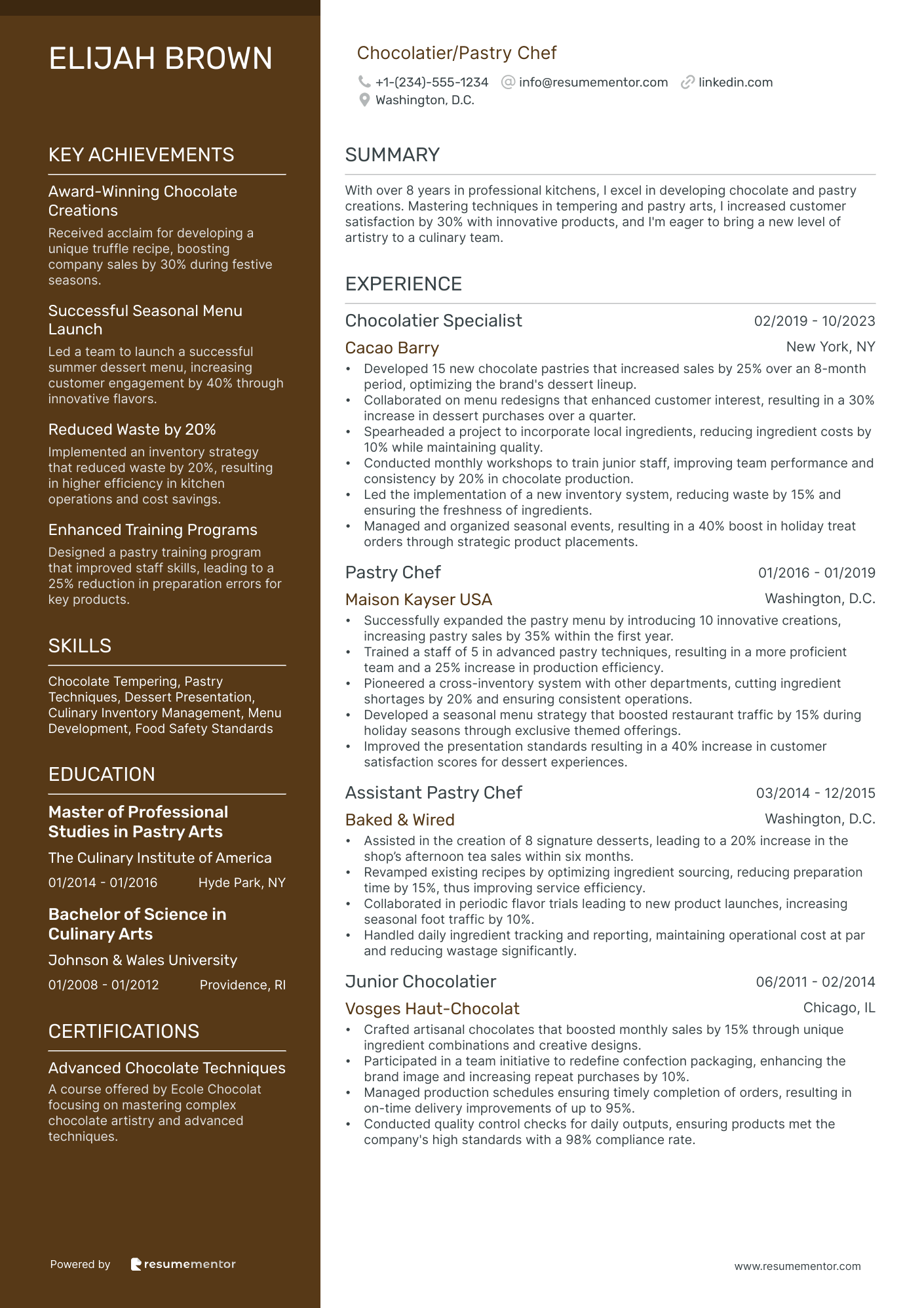 Chocolatier/Pastry Chef