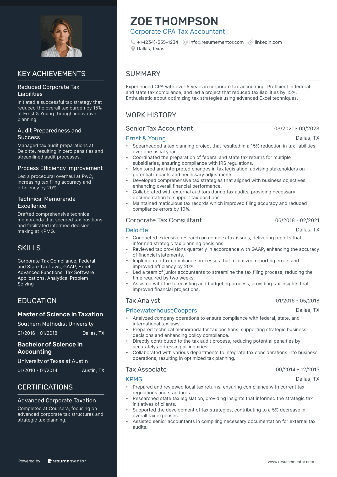 Corporate CPA Tax Accountant