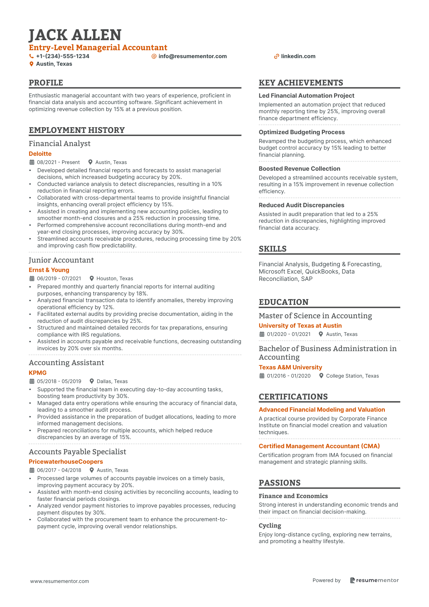 Entry Level Managerial Accountant