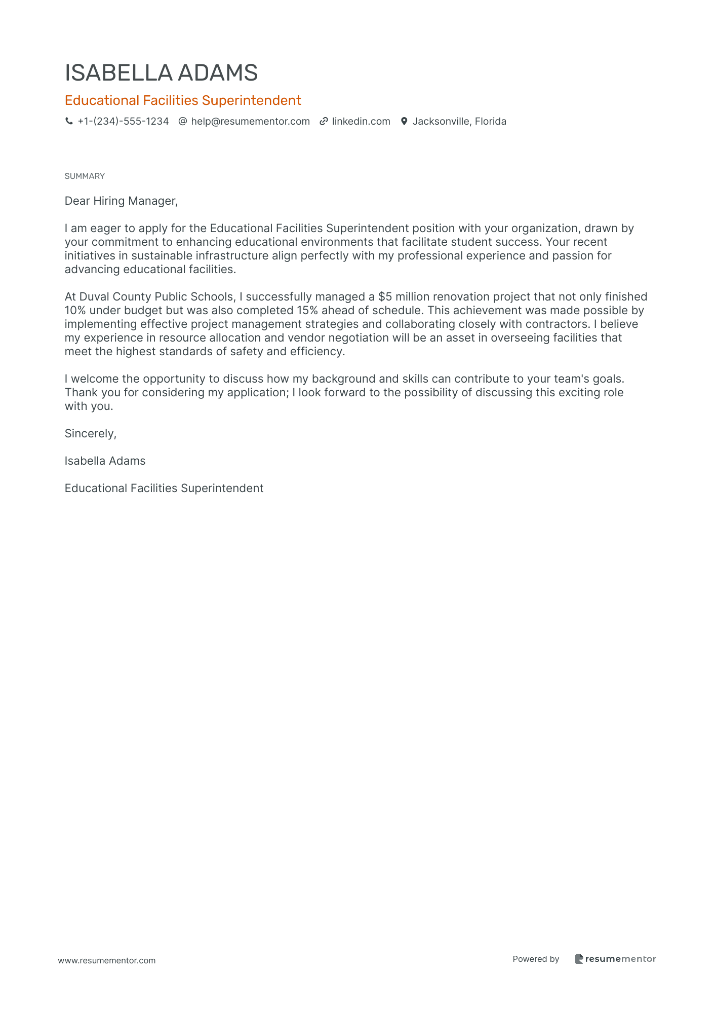 Educational Facilities Superintendent