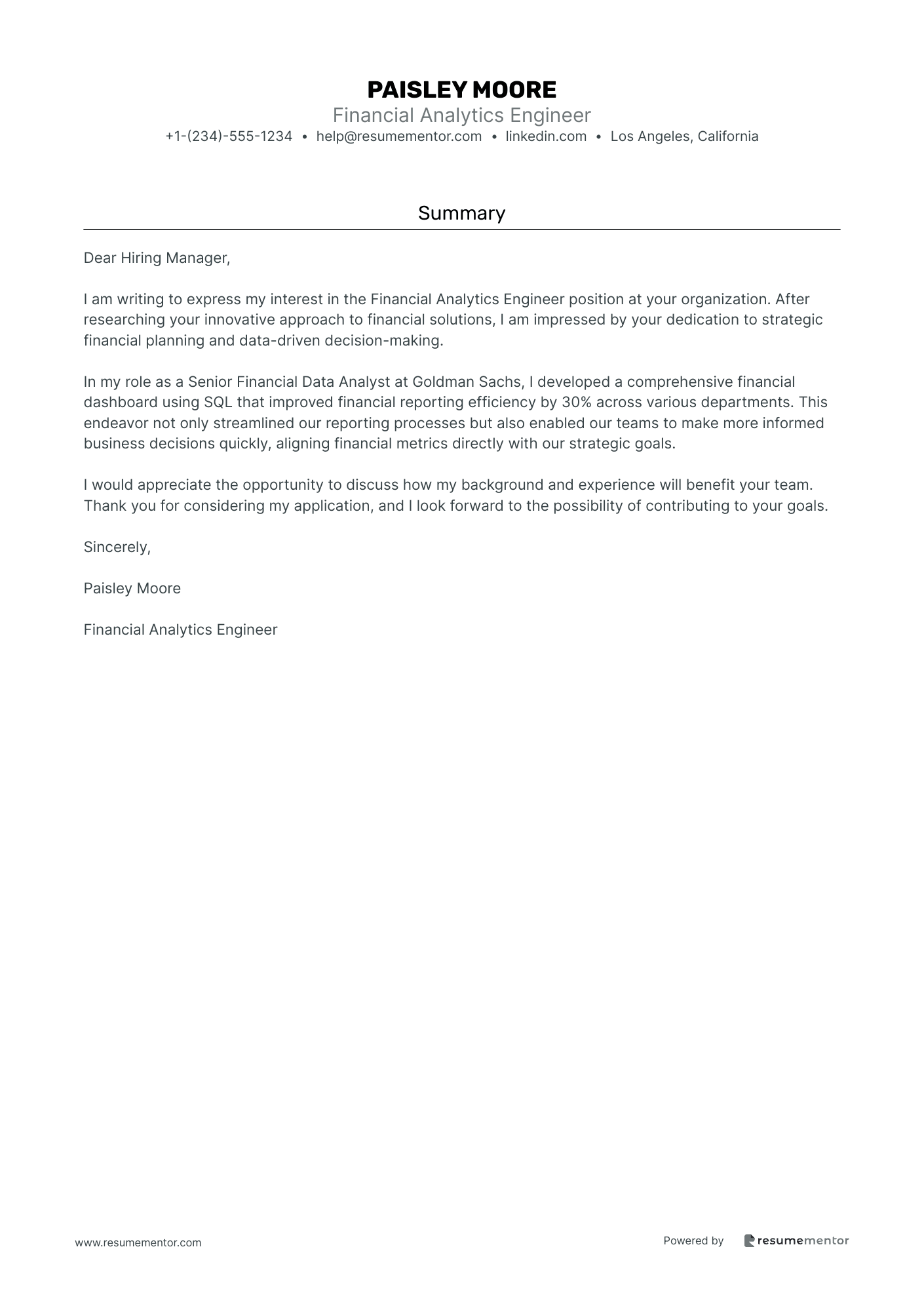 Financial Analytics Engineer