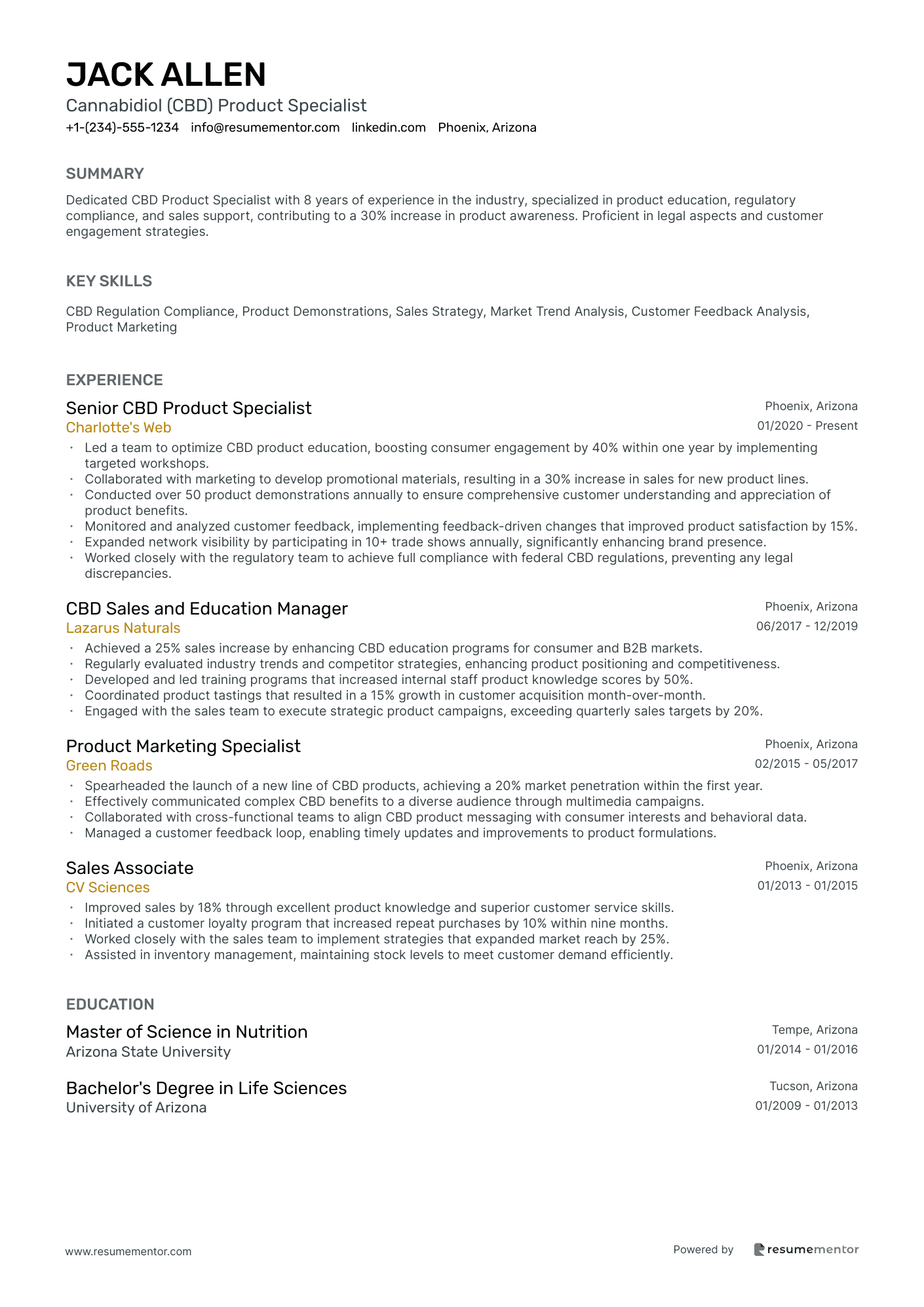 Cannabidiol (CBD) Product Specialist