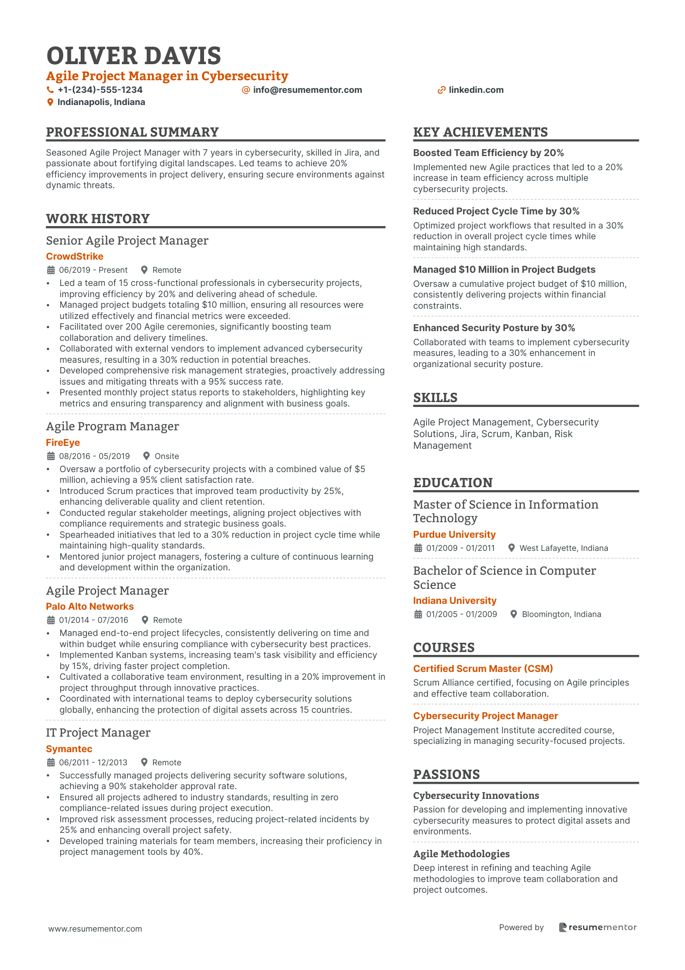 Agile Project Manager in Cybersecurity