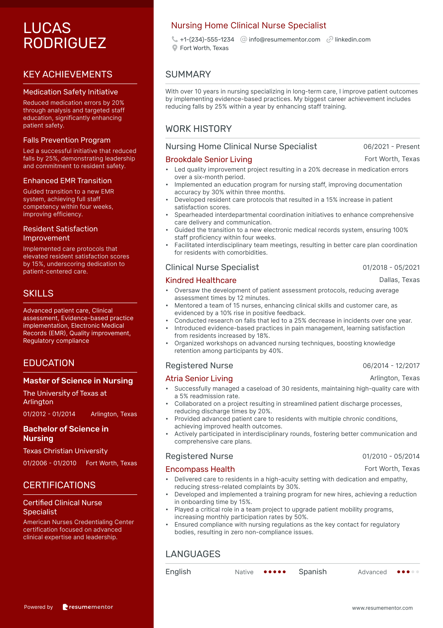 Nursing Home Clinical Nurse Specialist