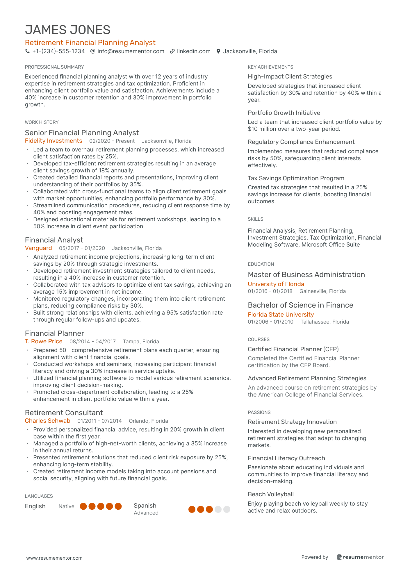 Retirement Financial Planning Analyst