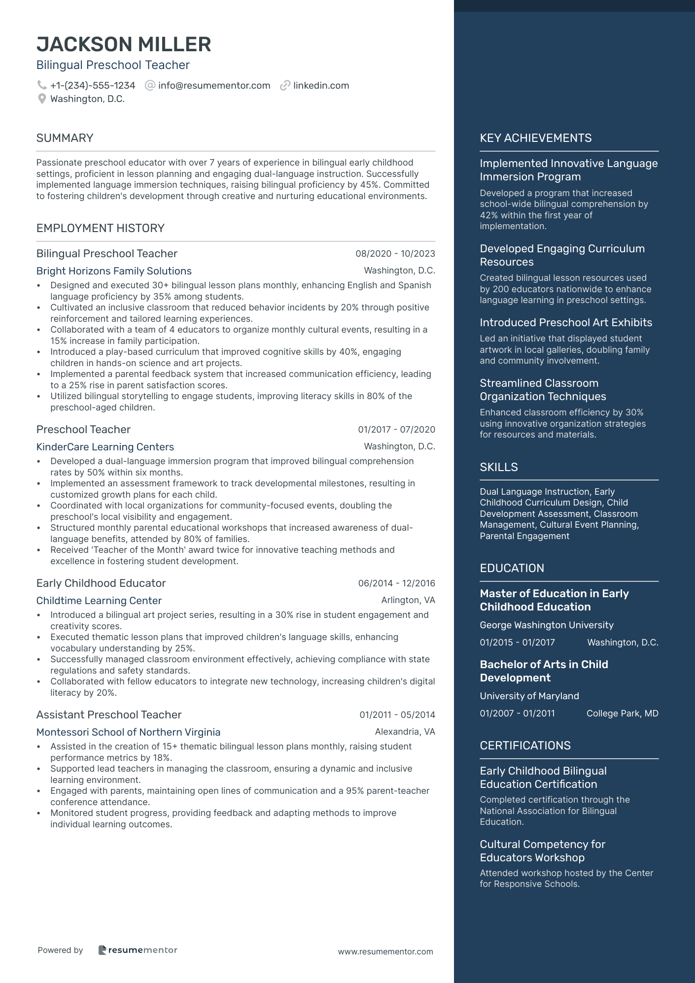 Bilingual Preschool Teacher