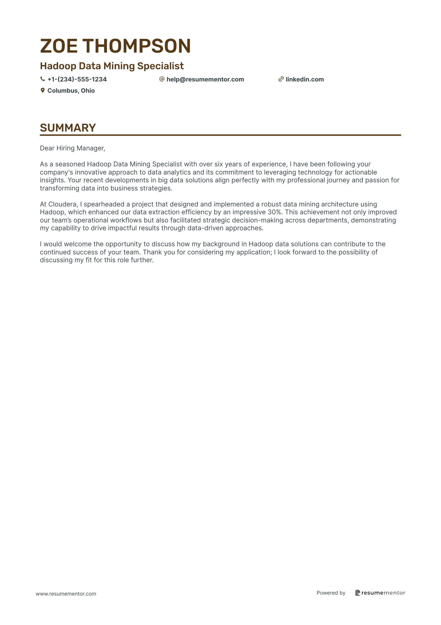 Hadoop Data Mining Specialist