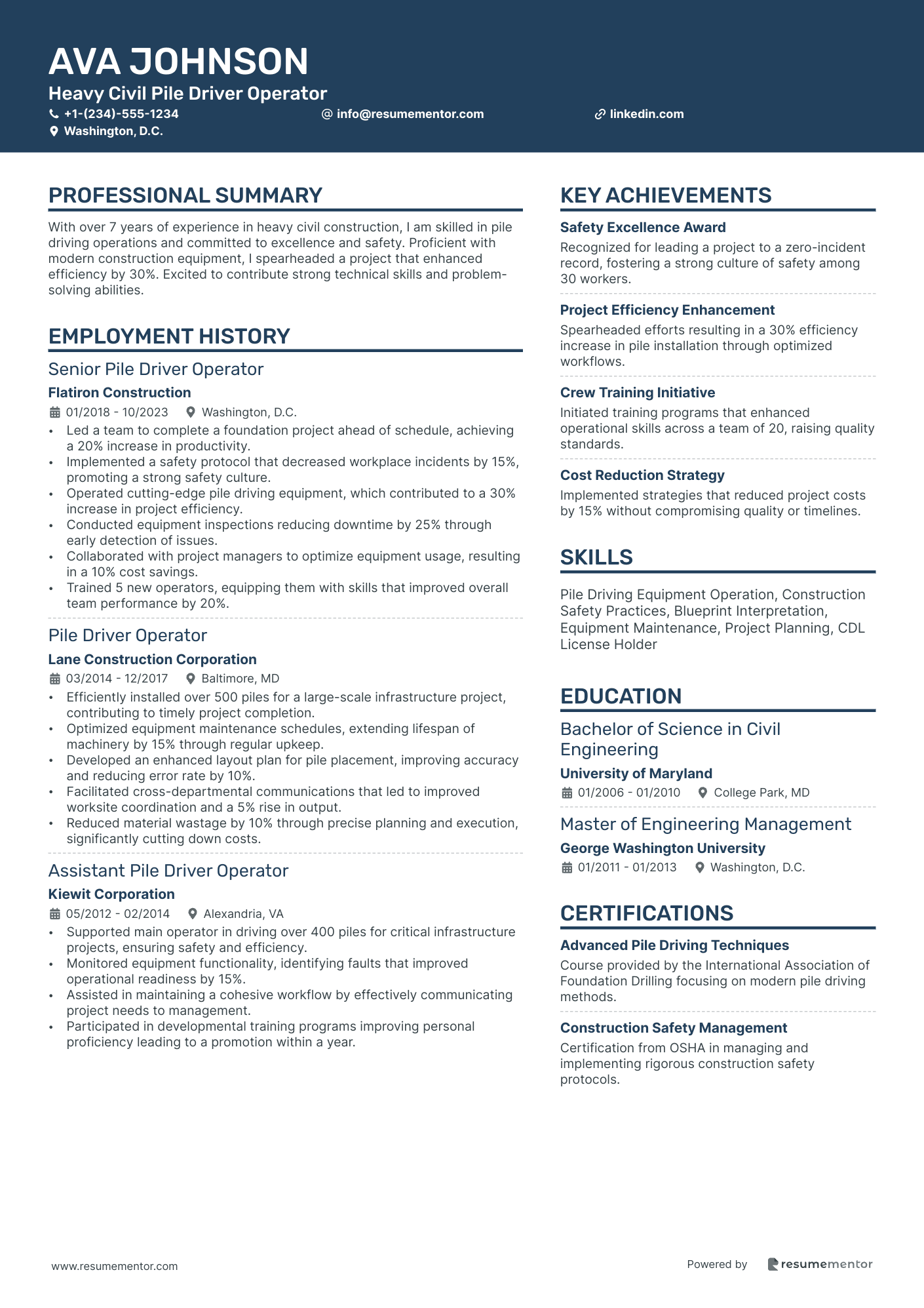 Heavy Civil Pile Driver Operator