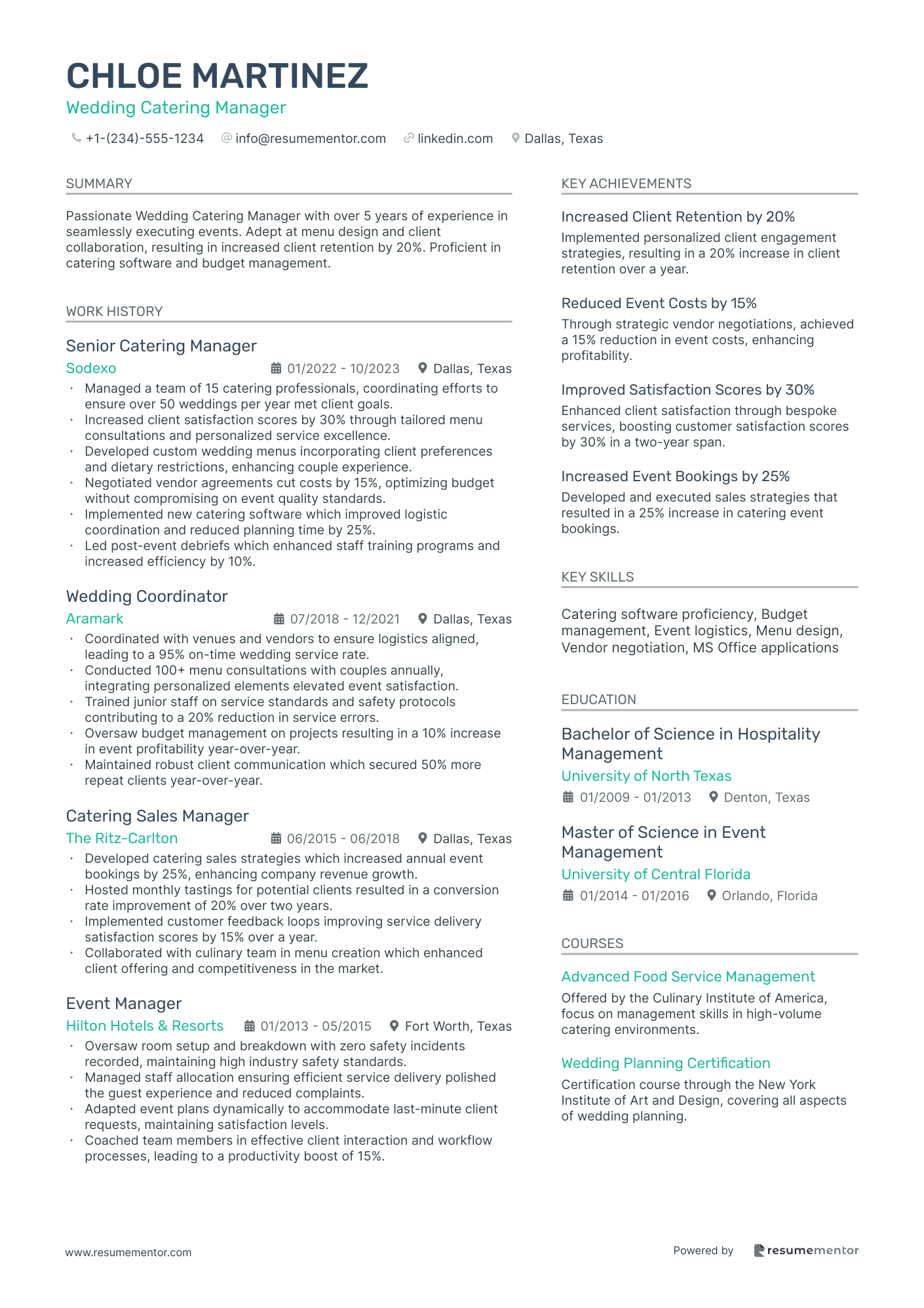 Wedding Catering Manager