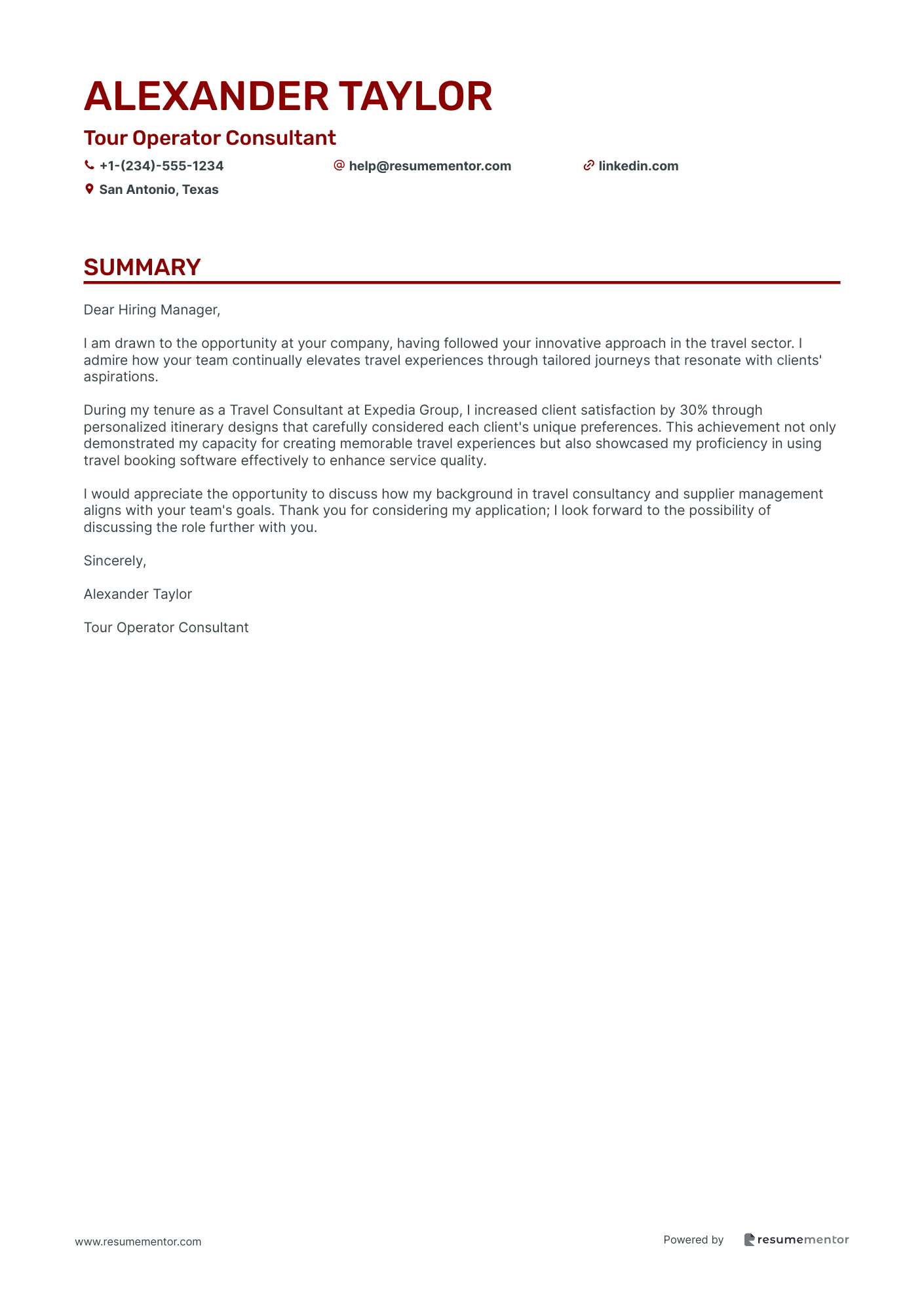 Tour Operator Consultant