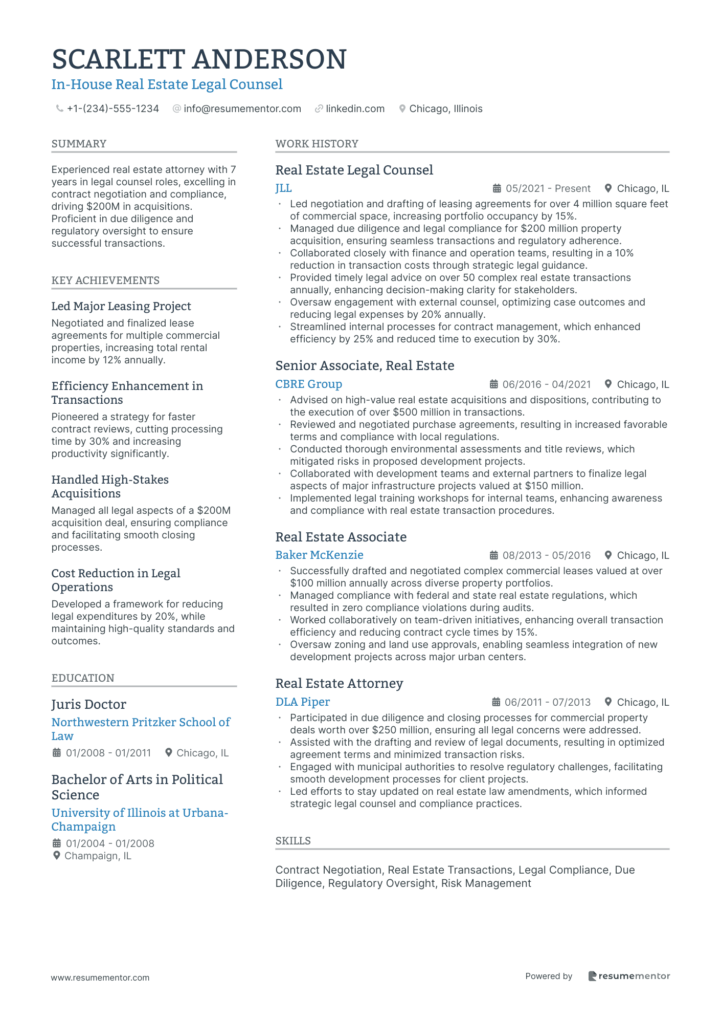 In House Real Estate Legal Counsel
