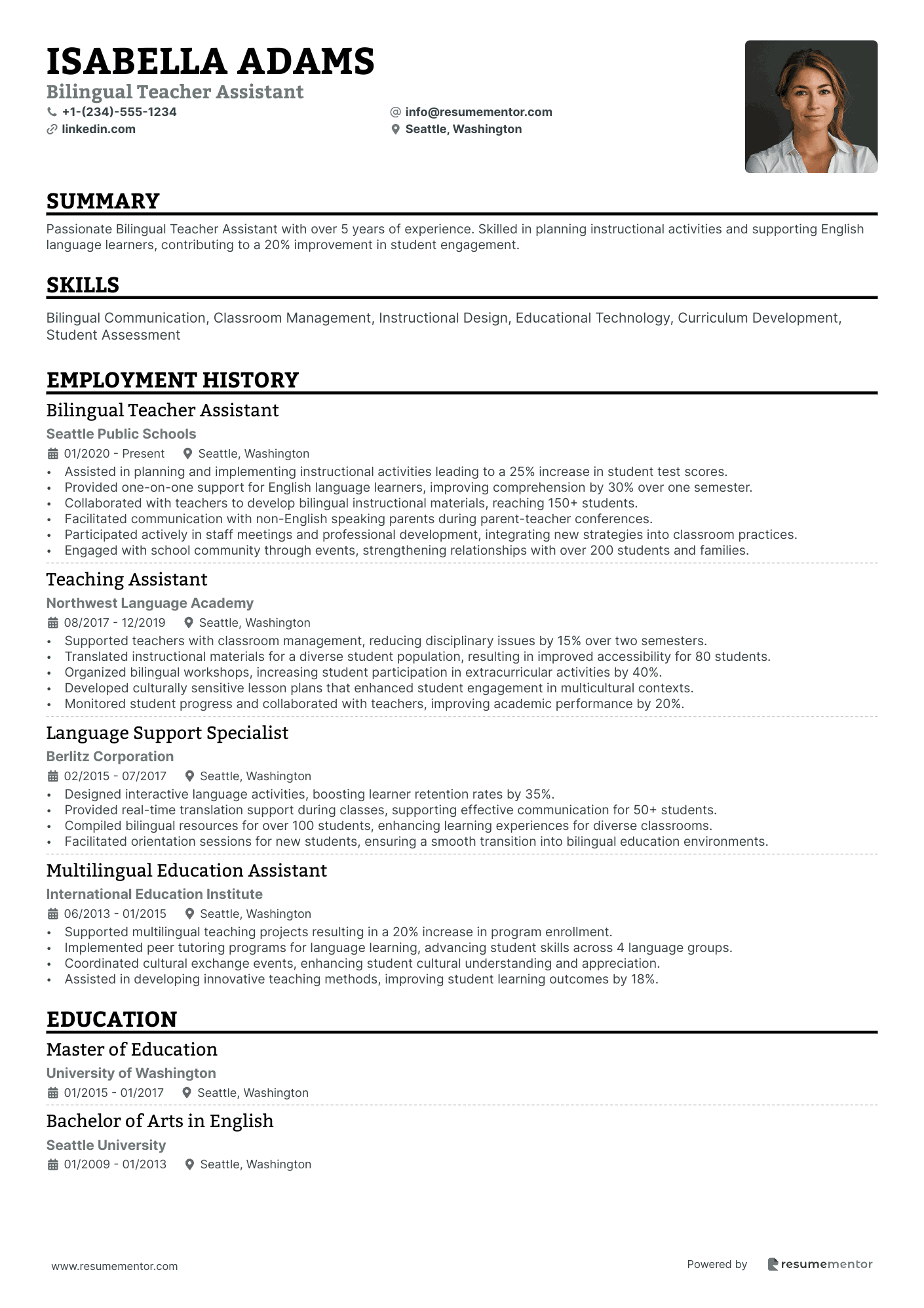 Bilingual Teacher Assistant