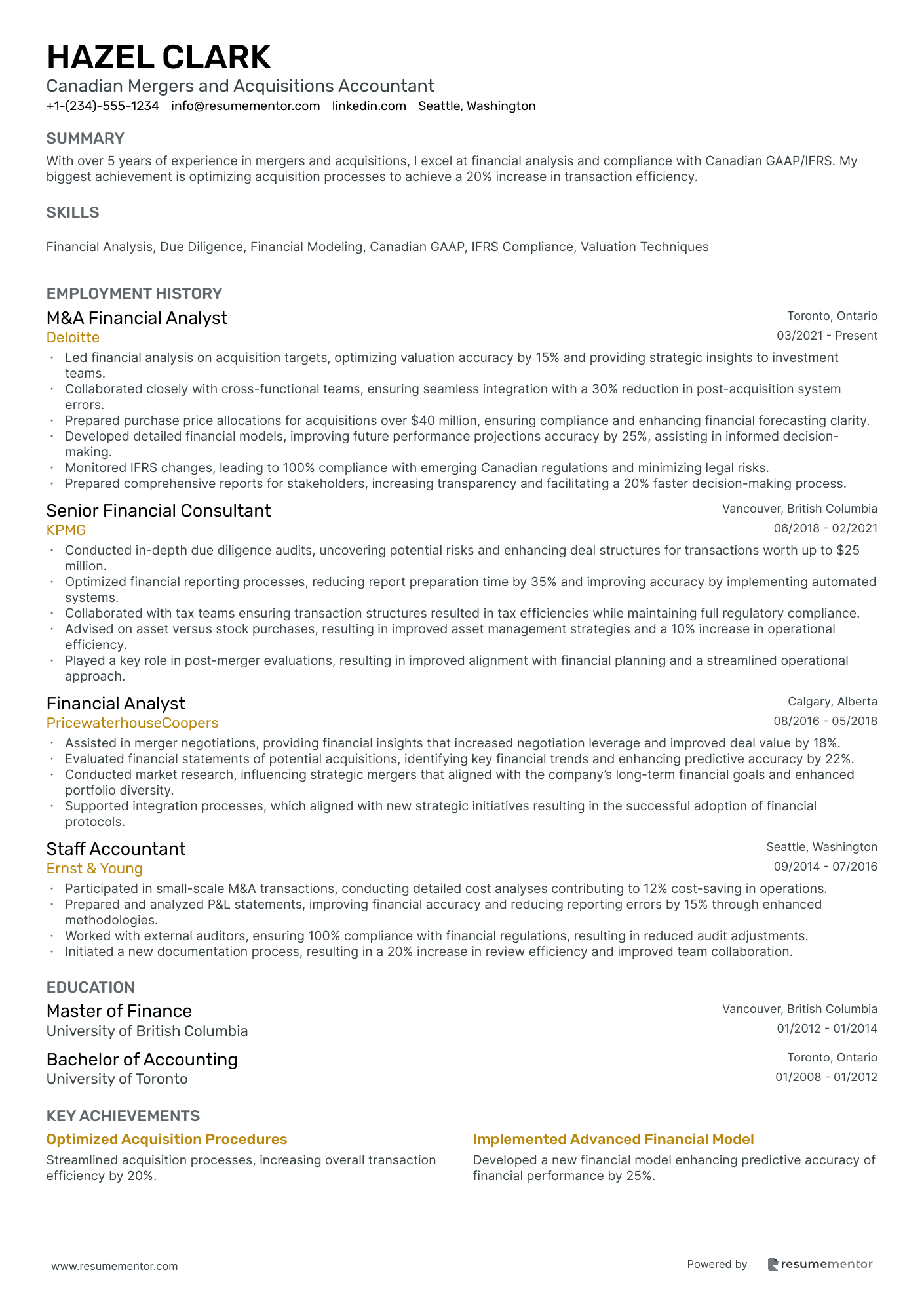Canadian Mergers and Acquisitions Accountant