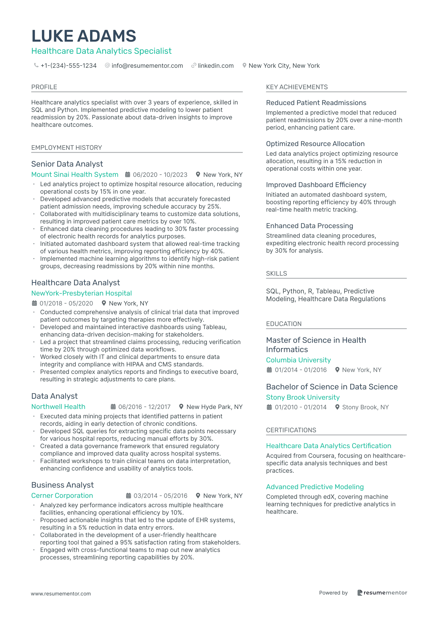 Healthcare Data Analytics Specialist