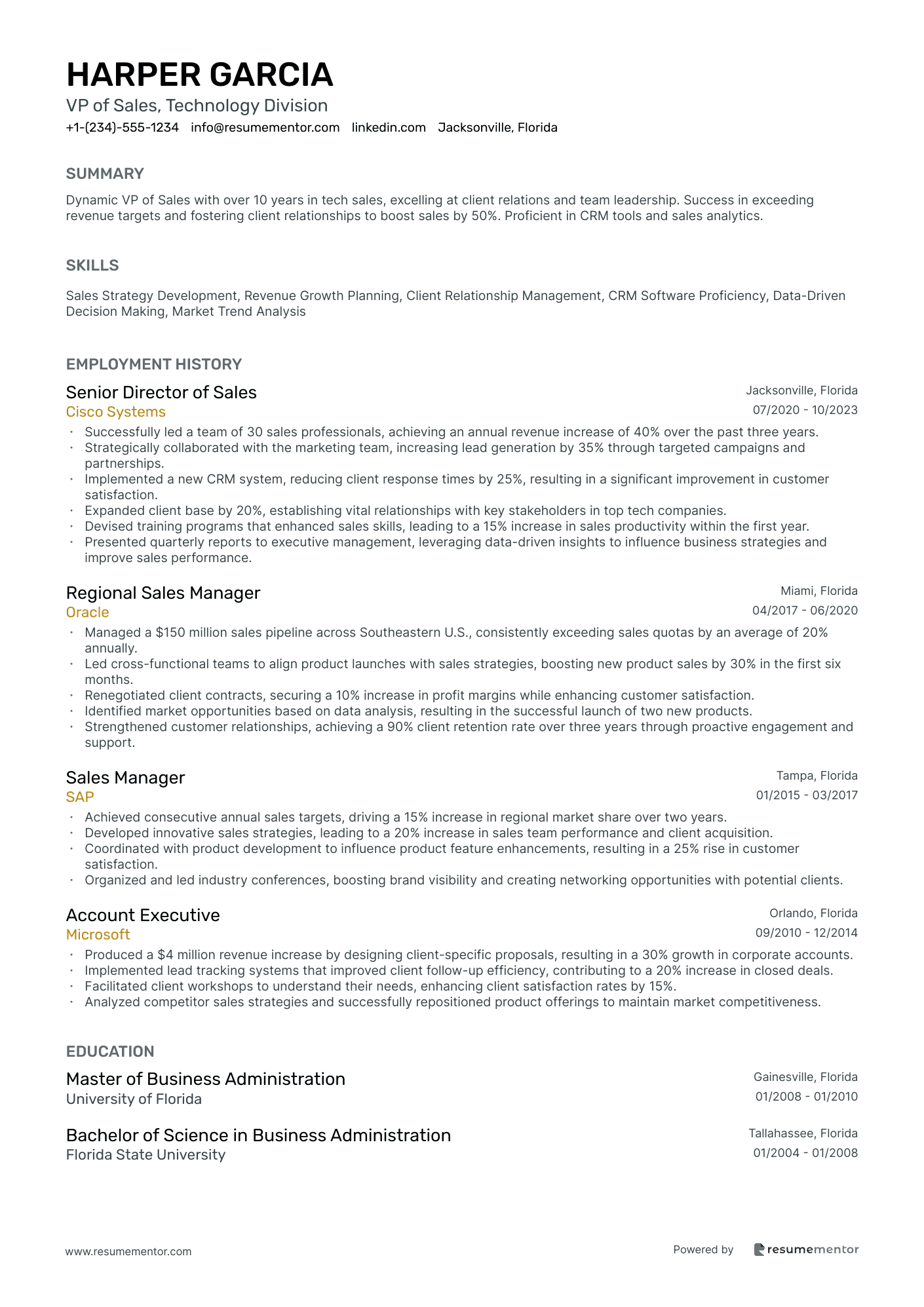 VP of Sales, Technology Division