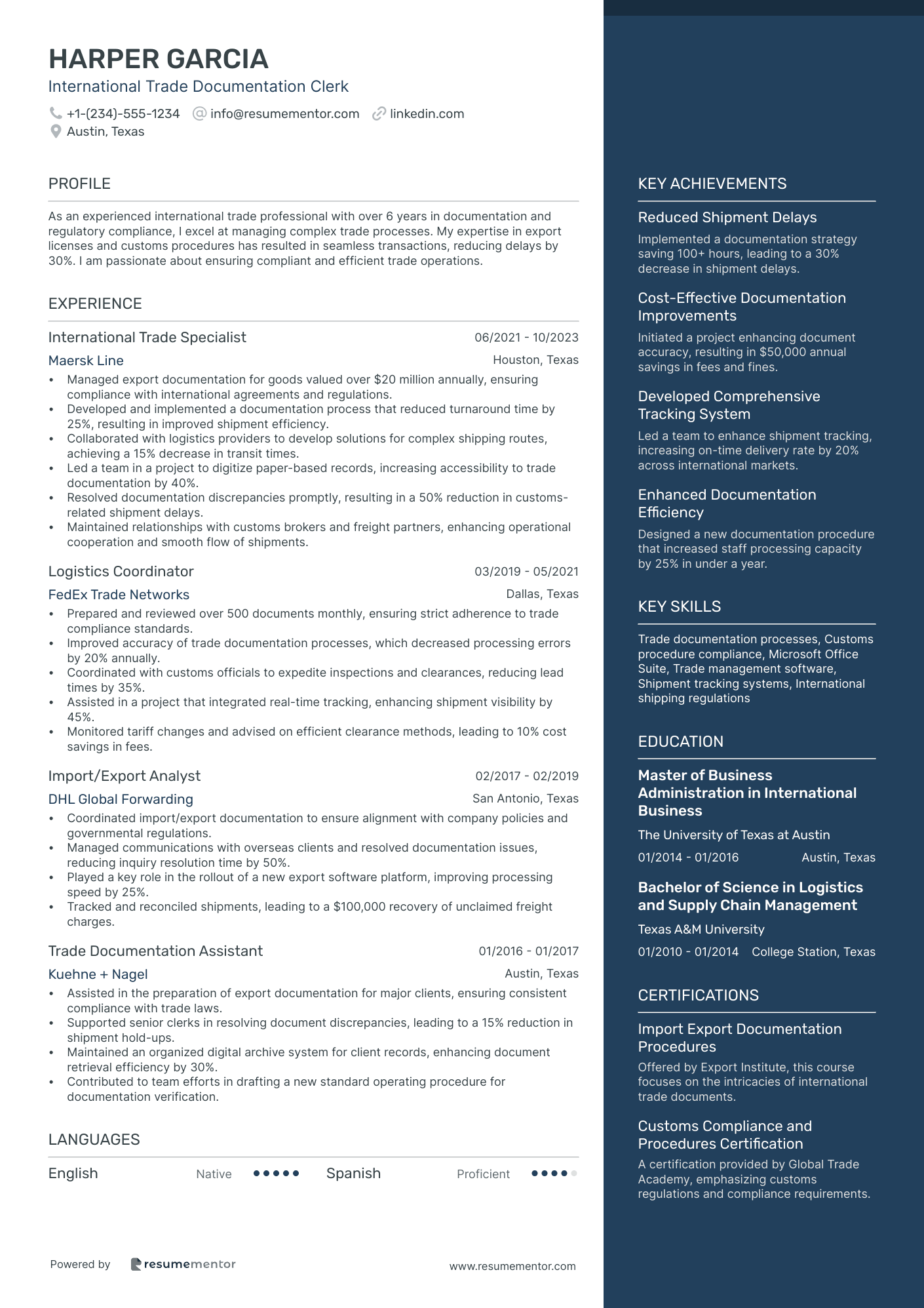 International Trade Documentation Clerk