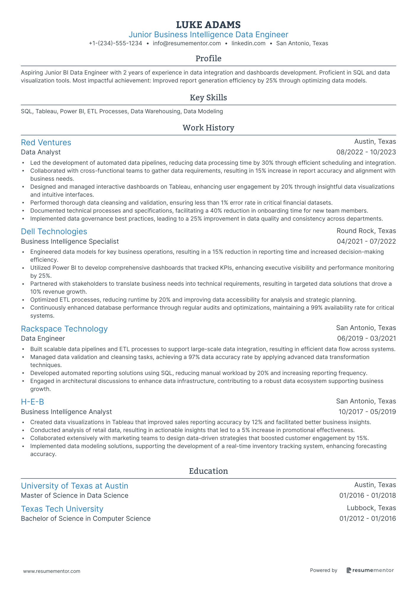 Junior Business Intelligence Data Engineer