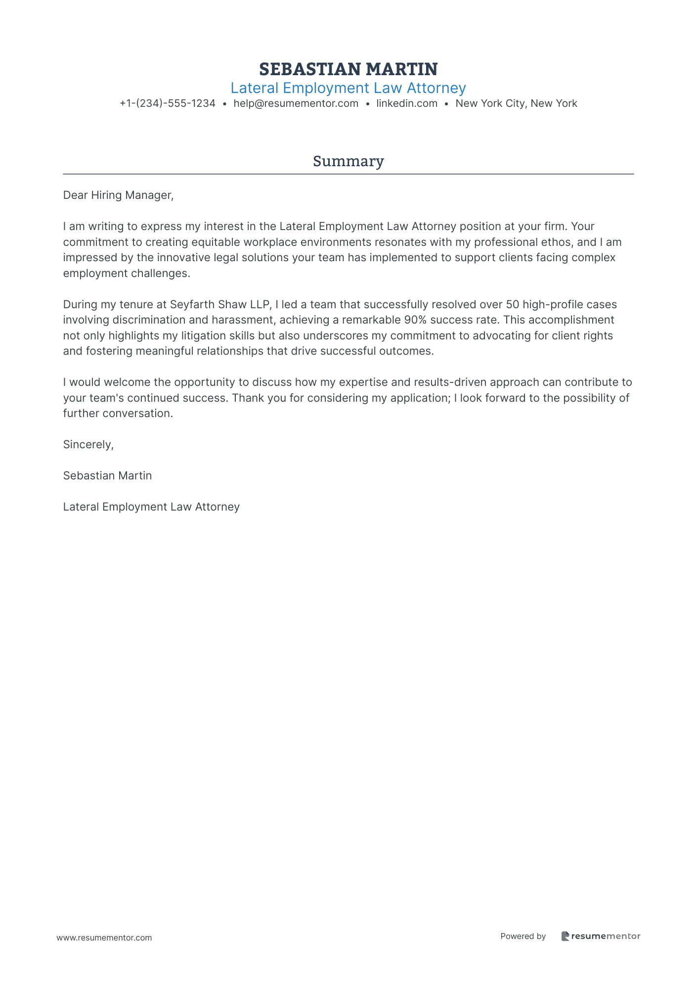 Lateral Employment Law Attorney