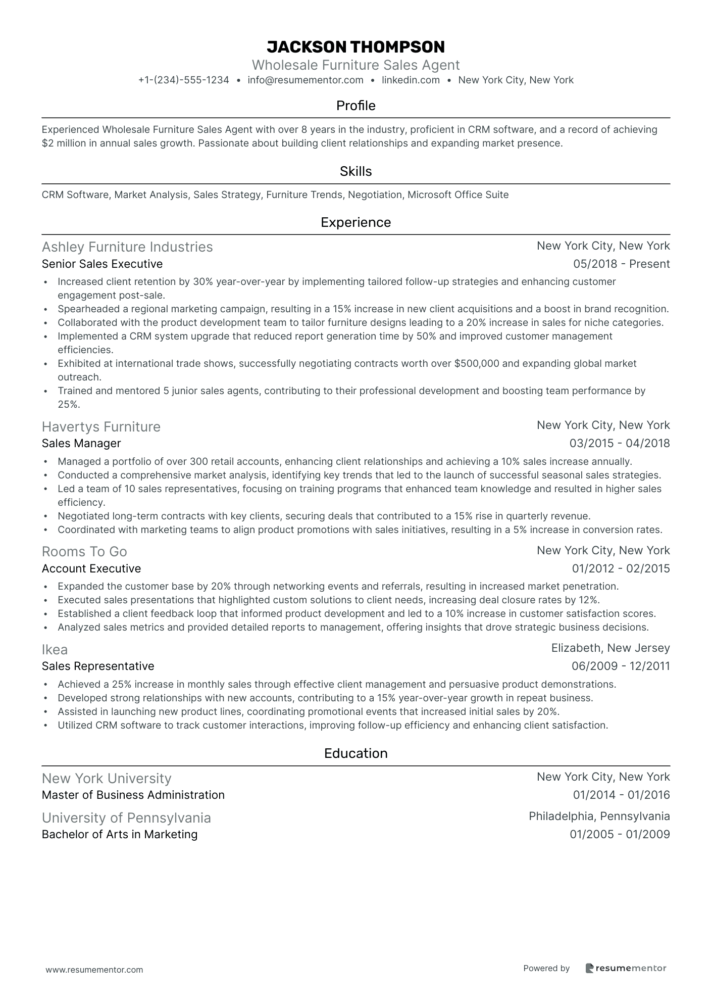 Wholesale Furniture Sales Agent
