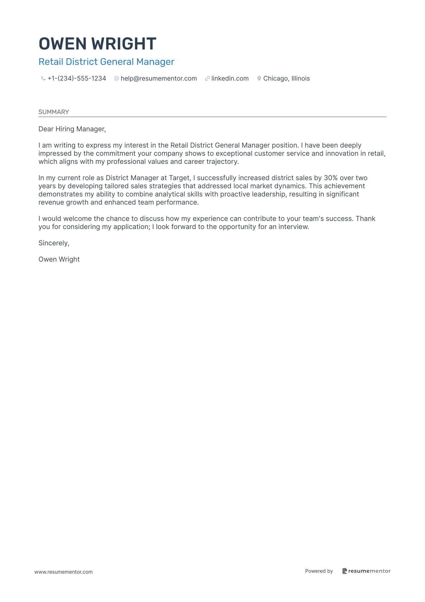 Retail District General Manager