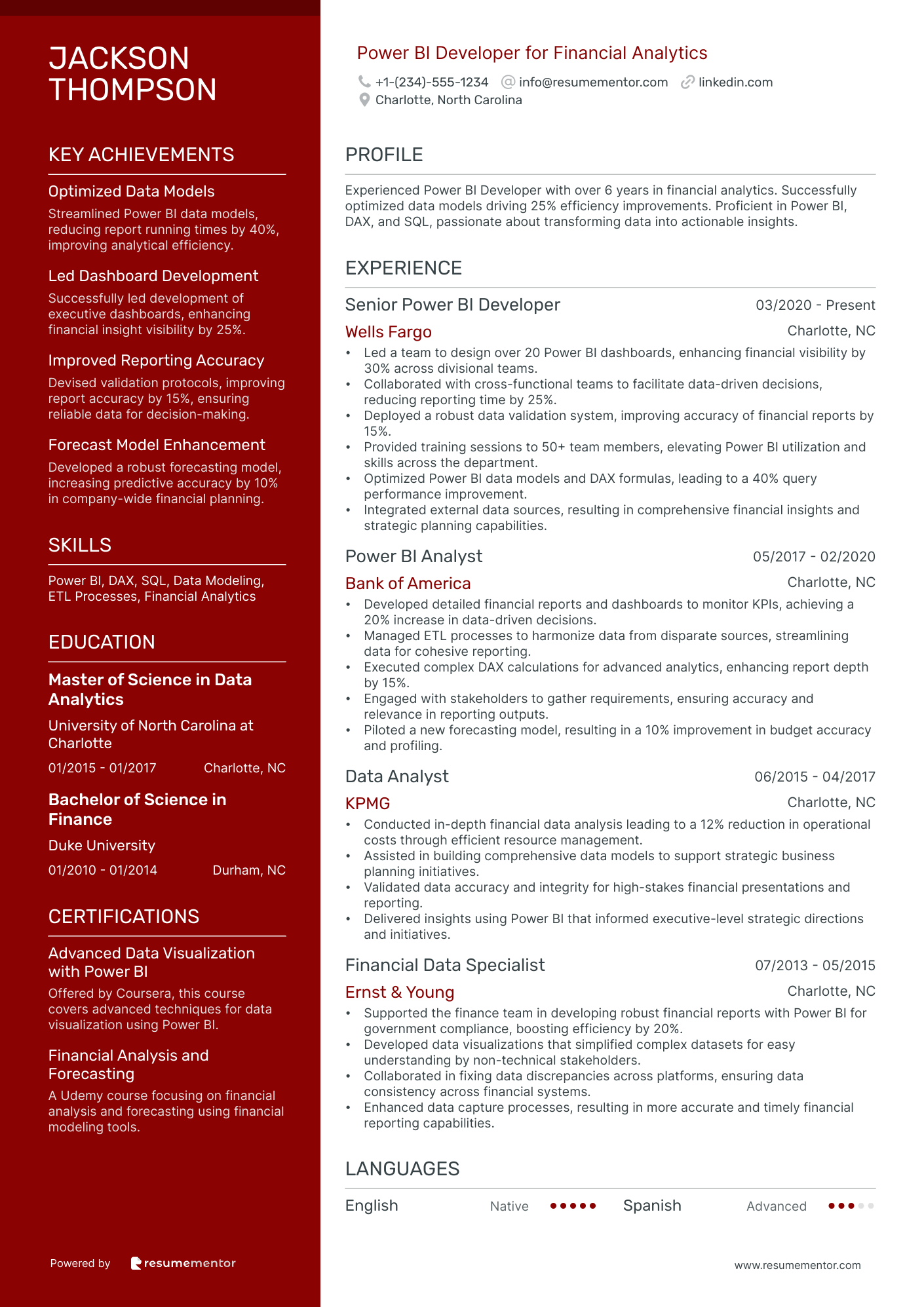 Power BI Developer for Financial Analytics