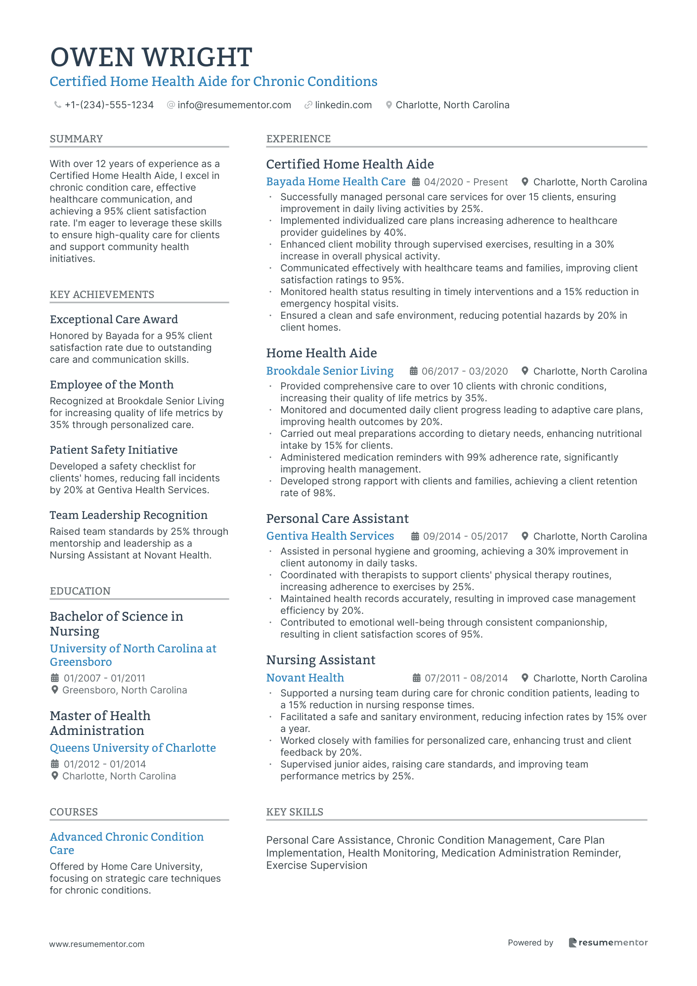 Certified Home Health Aide for Chronic Conditions