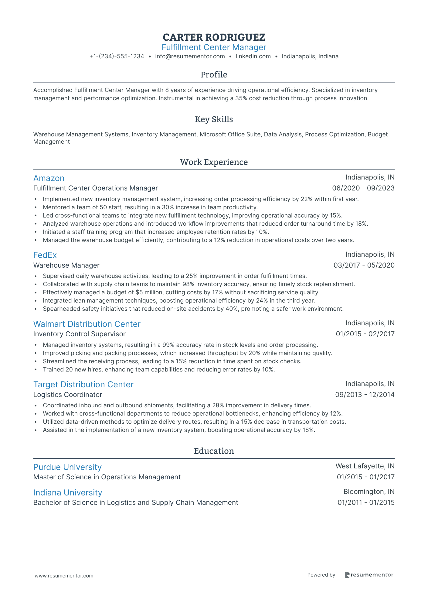 Fulfillment Center Manager