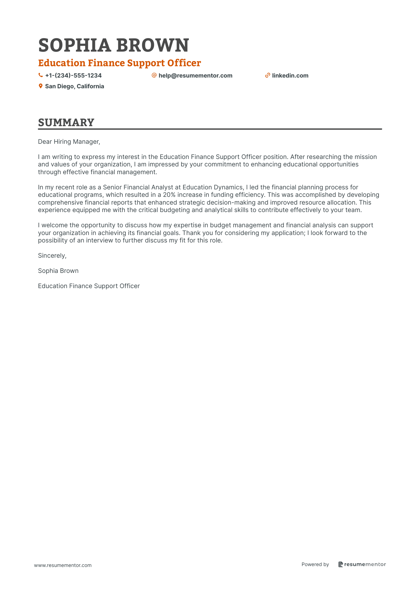 Education Finance Support Officer