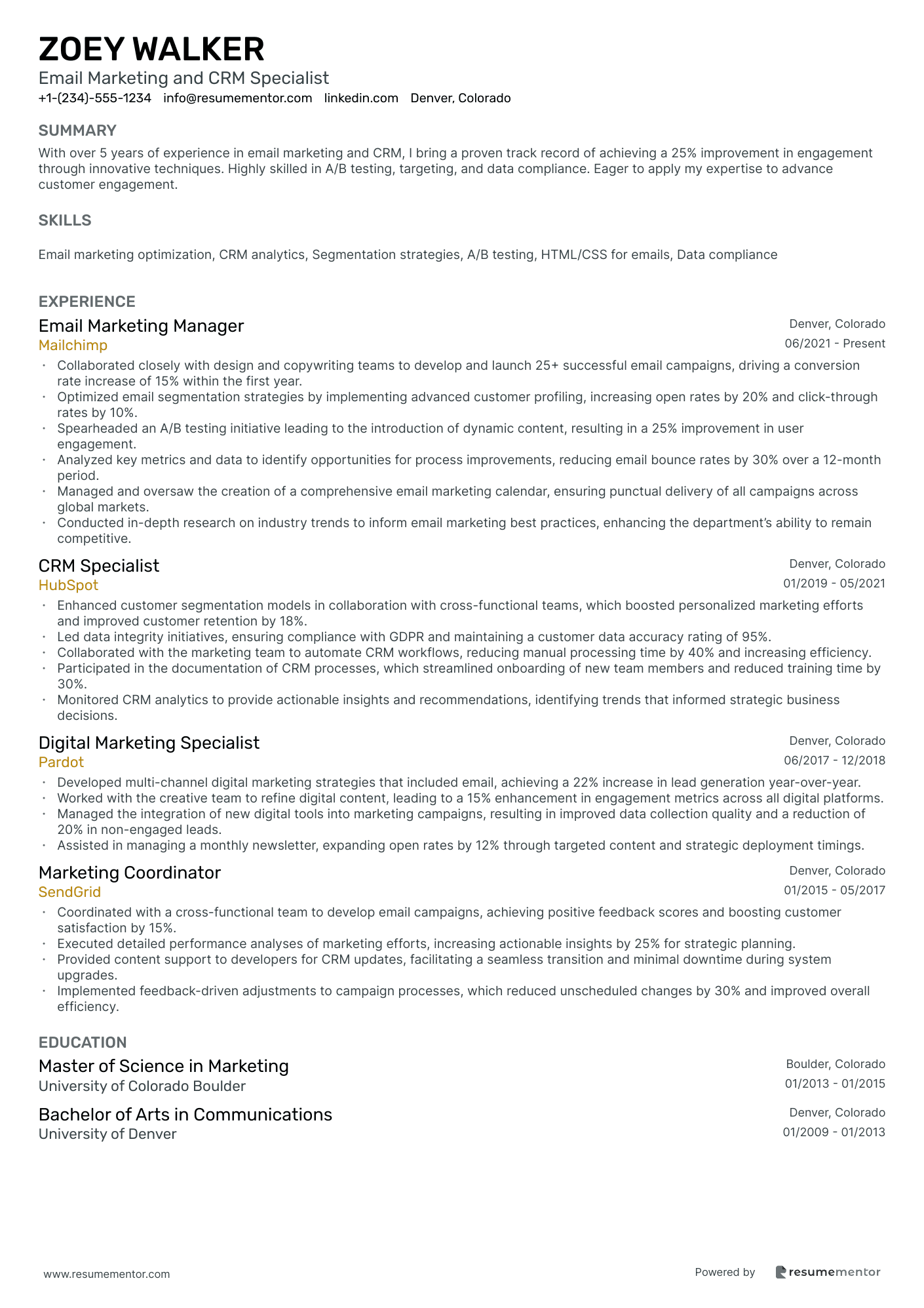 Email Marketing and CRM Specialist