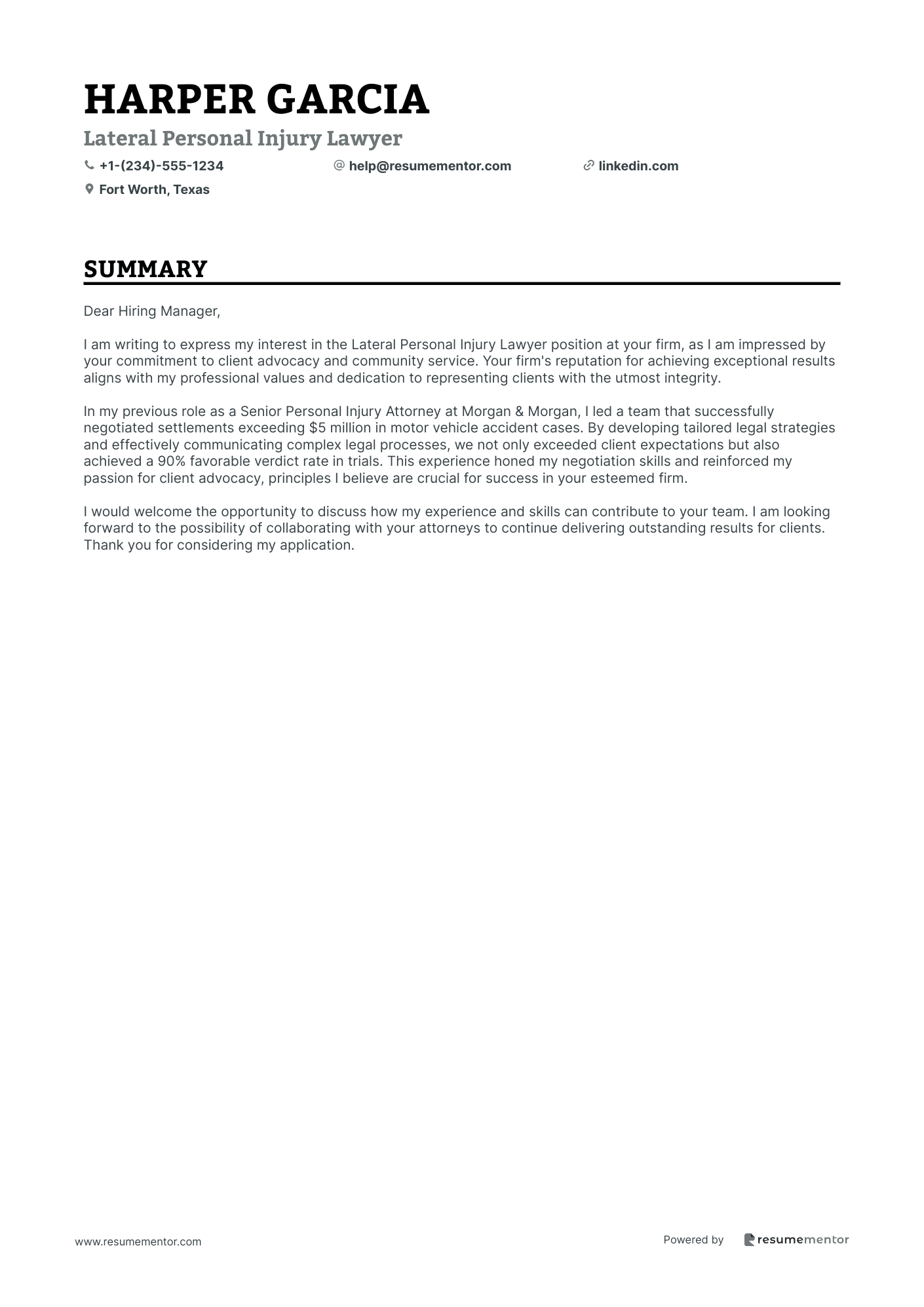 Lateral Personal Injury Lawyer