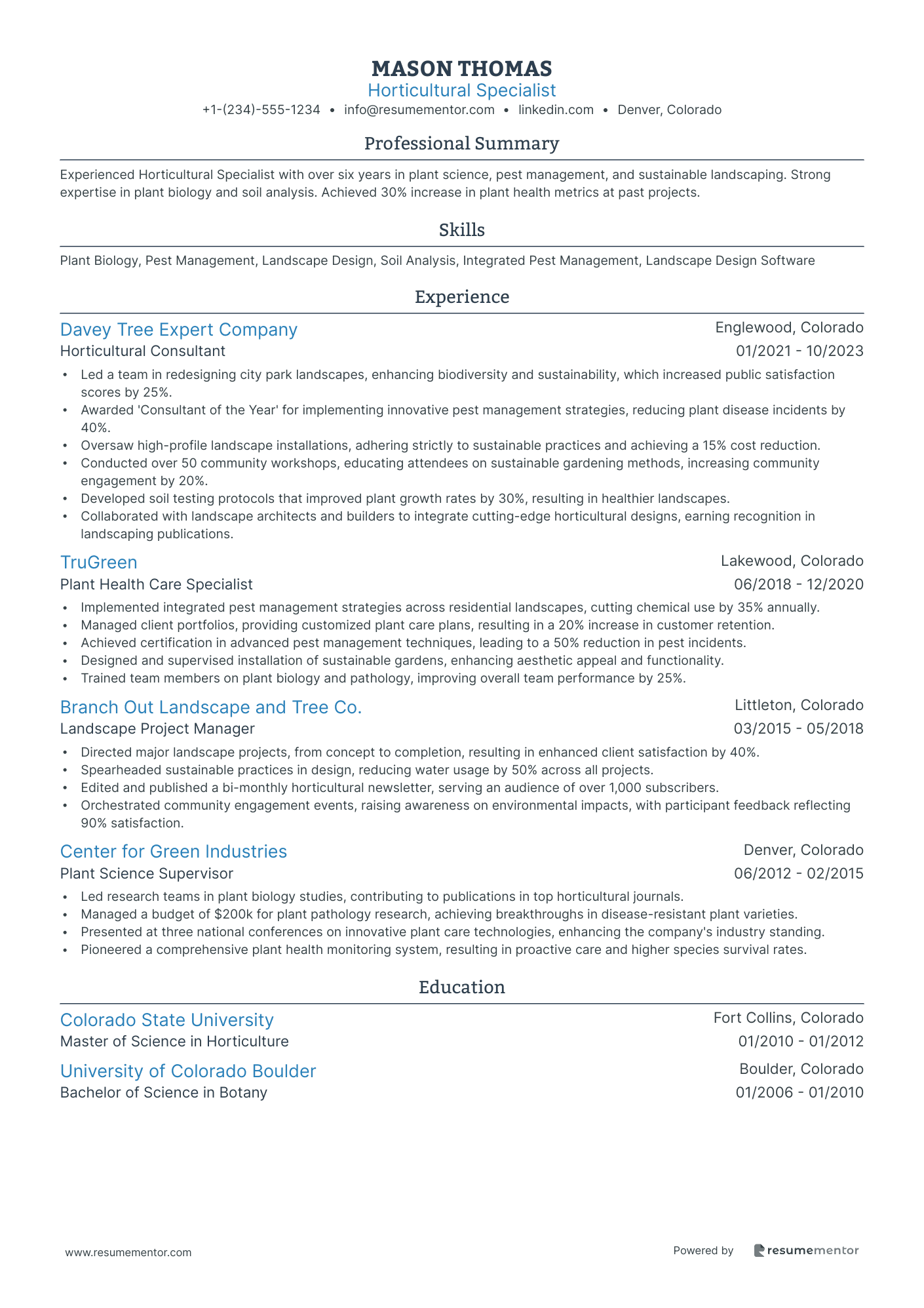 Horticultural Specialist