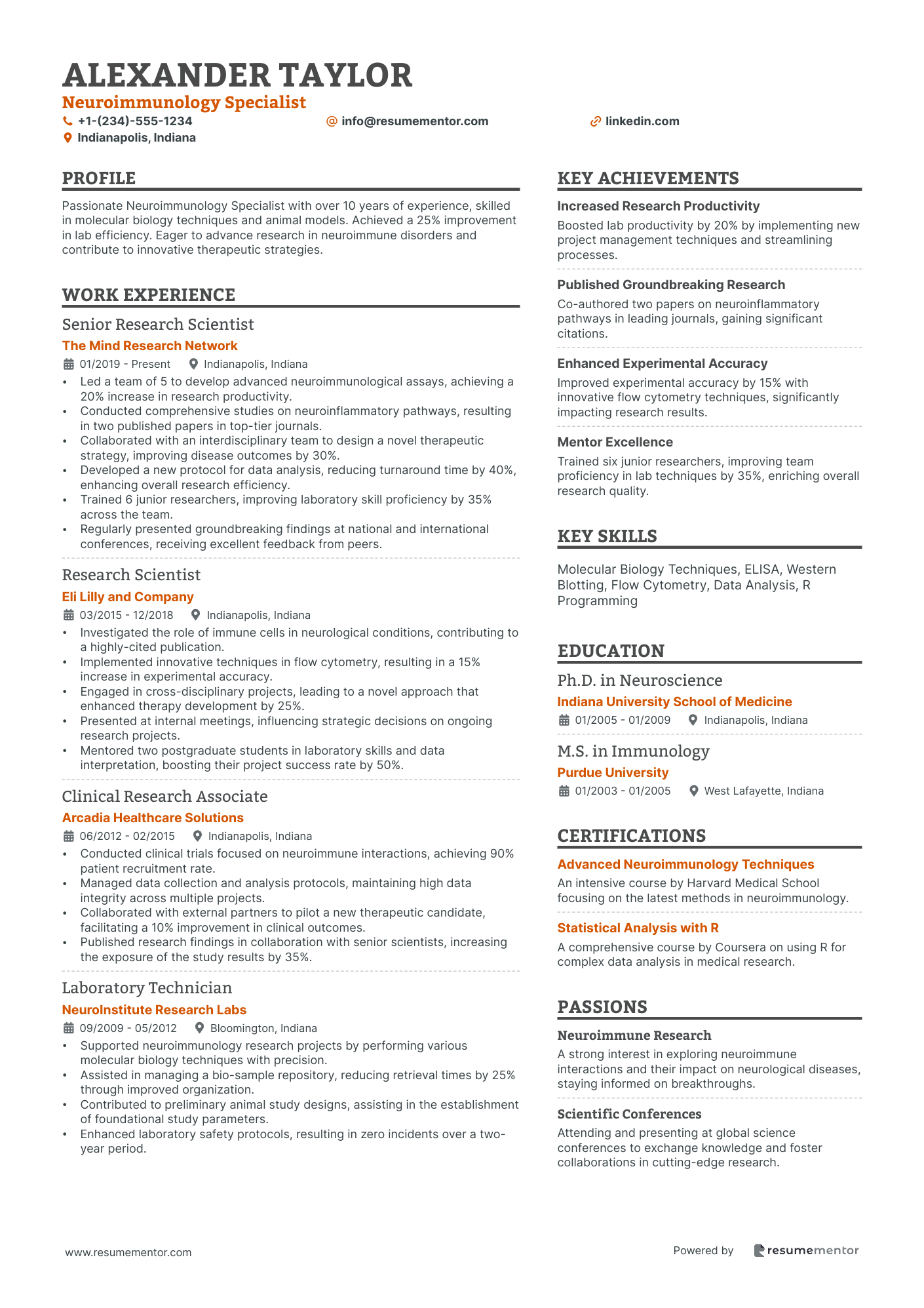 Neuroimmunology Specialist