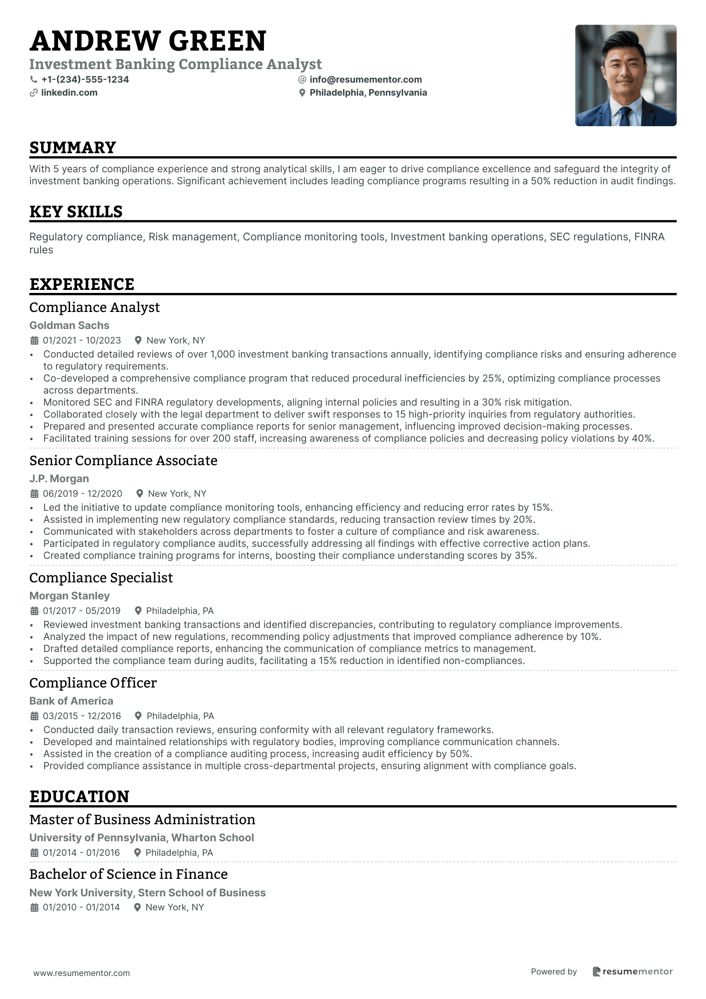 Investment Banking Compliance Analyst