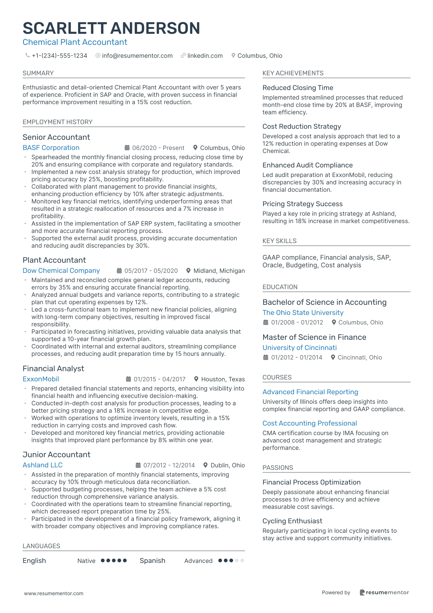 Chemical Plant Accountant