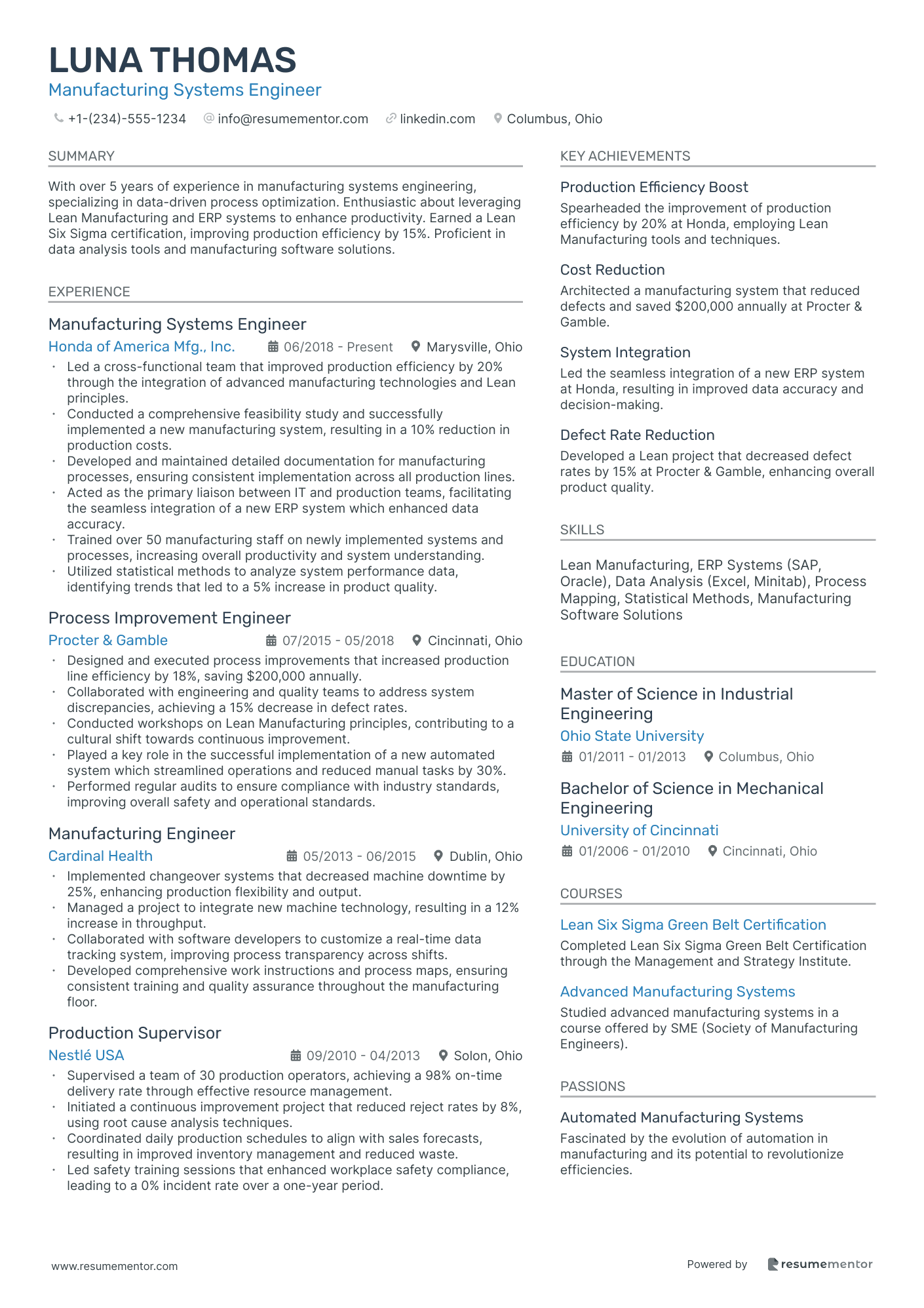 Manufacturing Systems Engineer