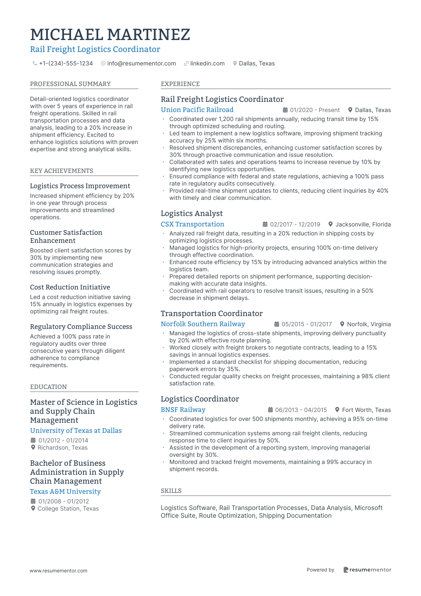 Rail Freight Logistics Coordinator