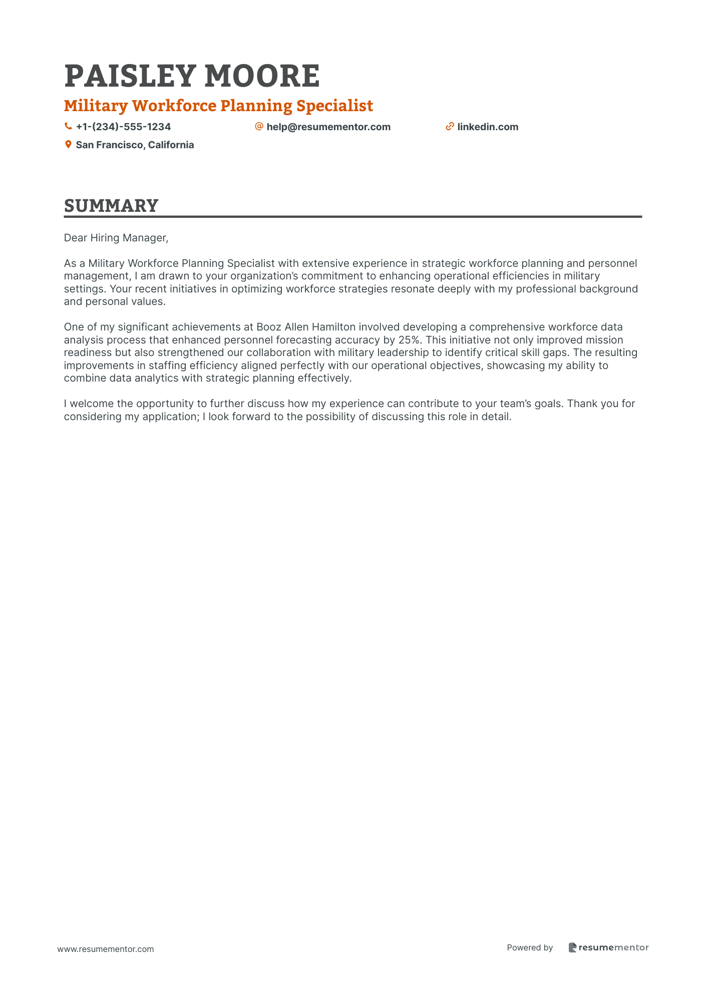 Military Workforce Planning Specialist