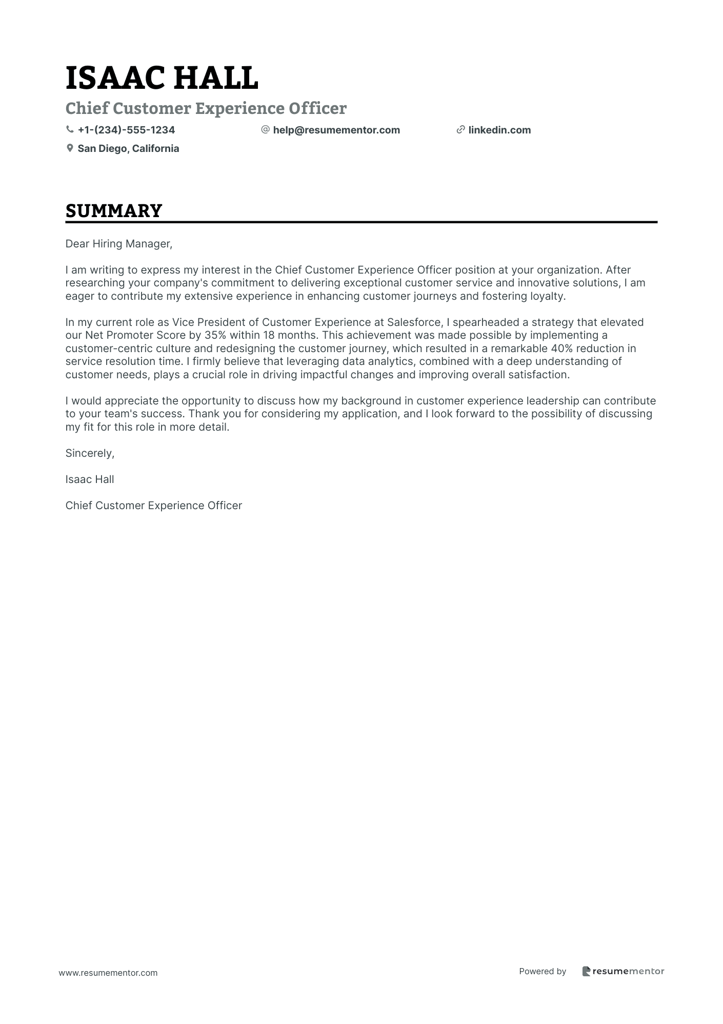 Chief Customer Experience Officer