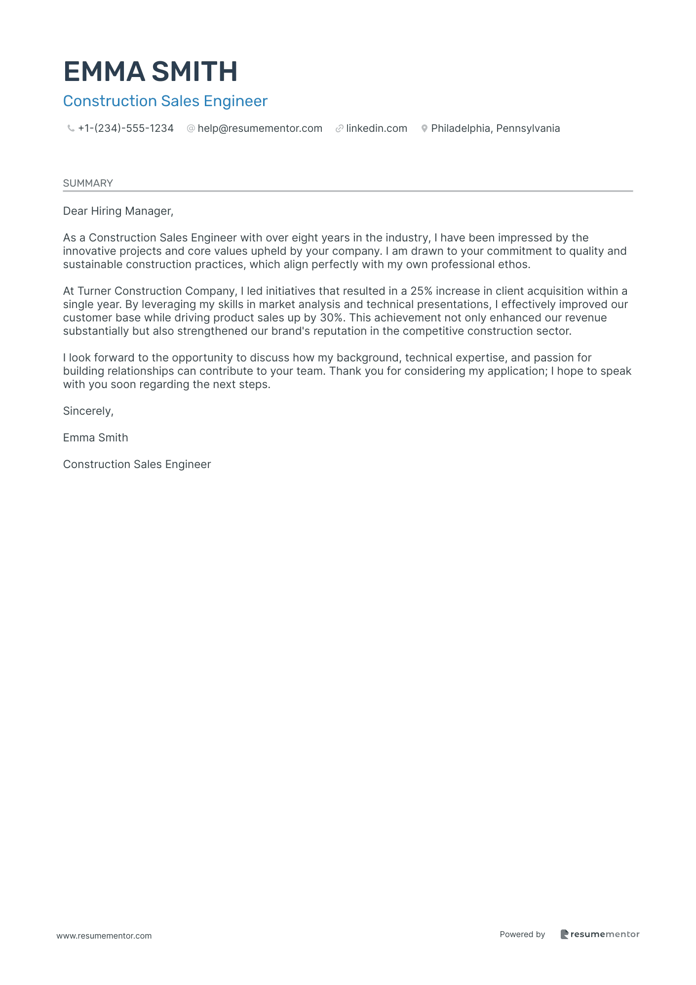 Construction Sales Engineer