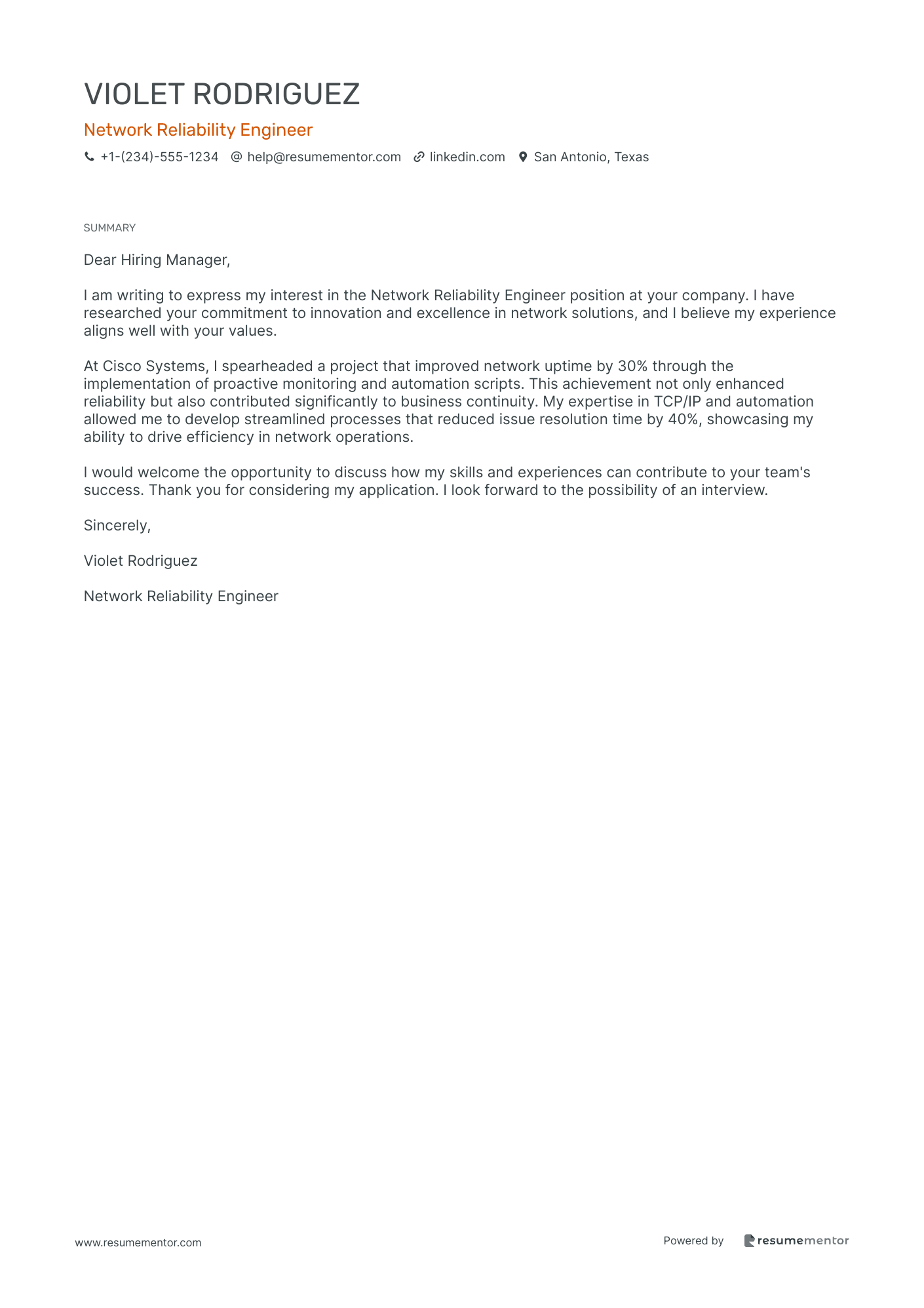 Network Reliability Engineer