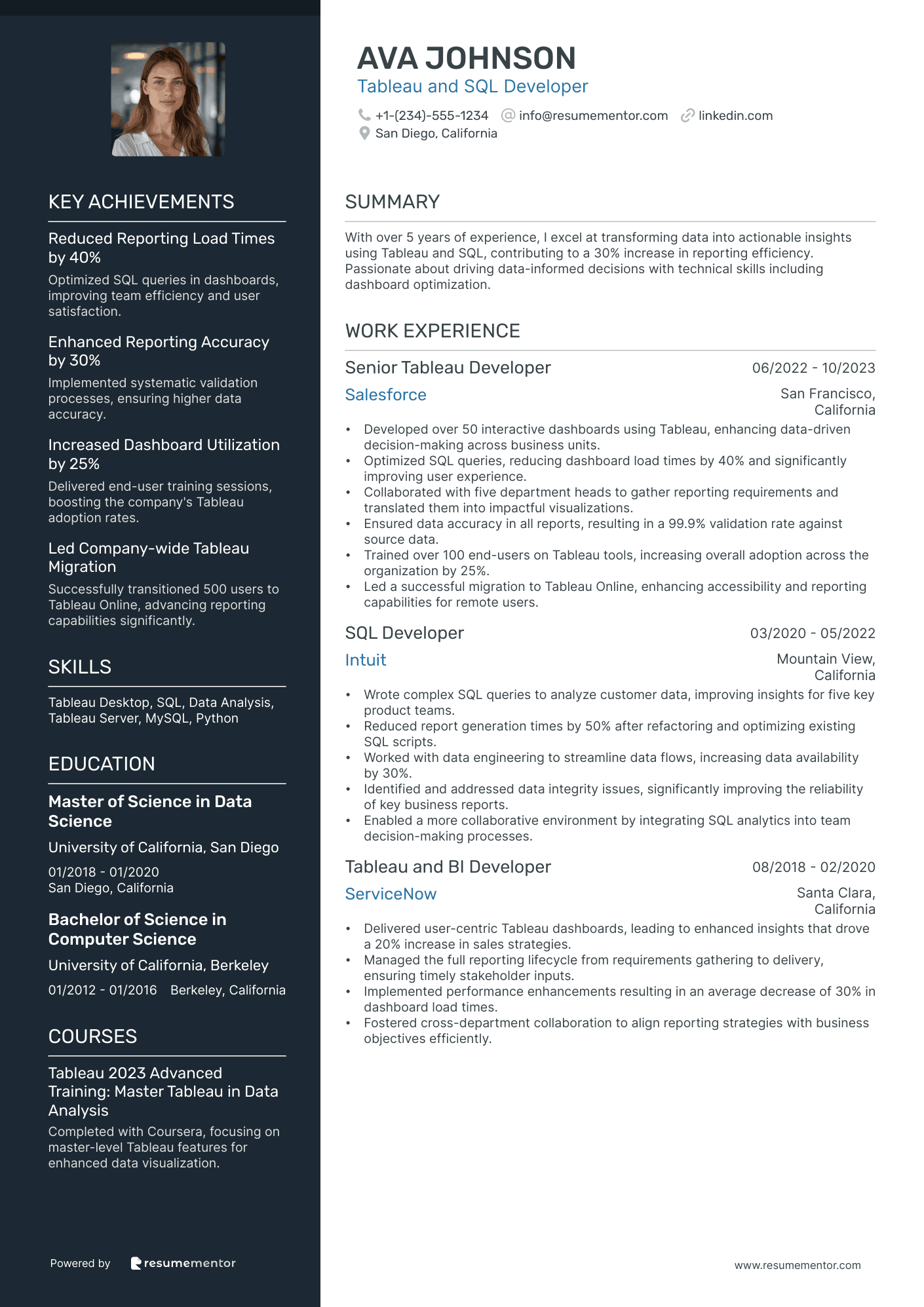 Tableau and SQL Developer