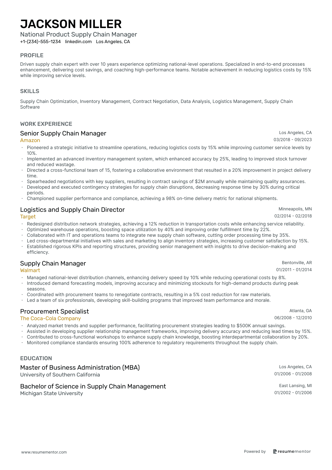 National Product Supply Chain Manager