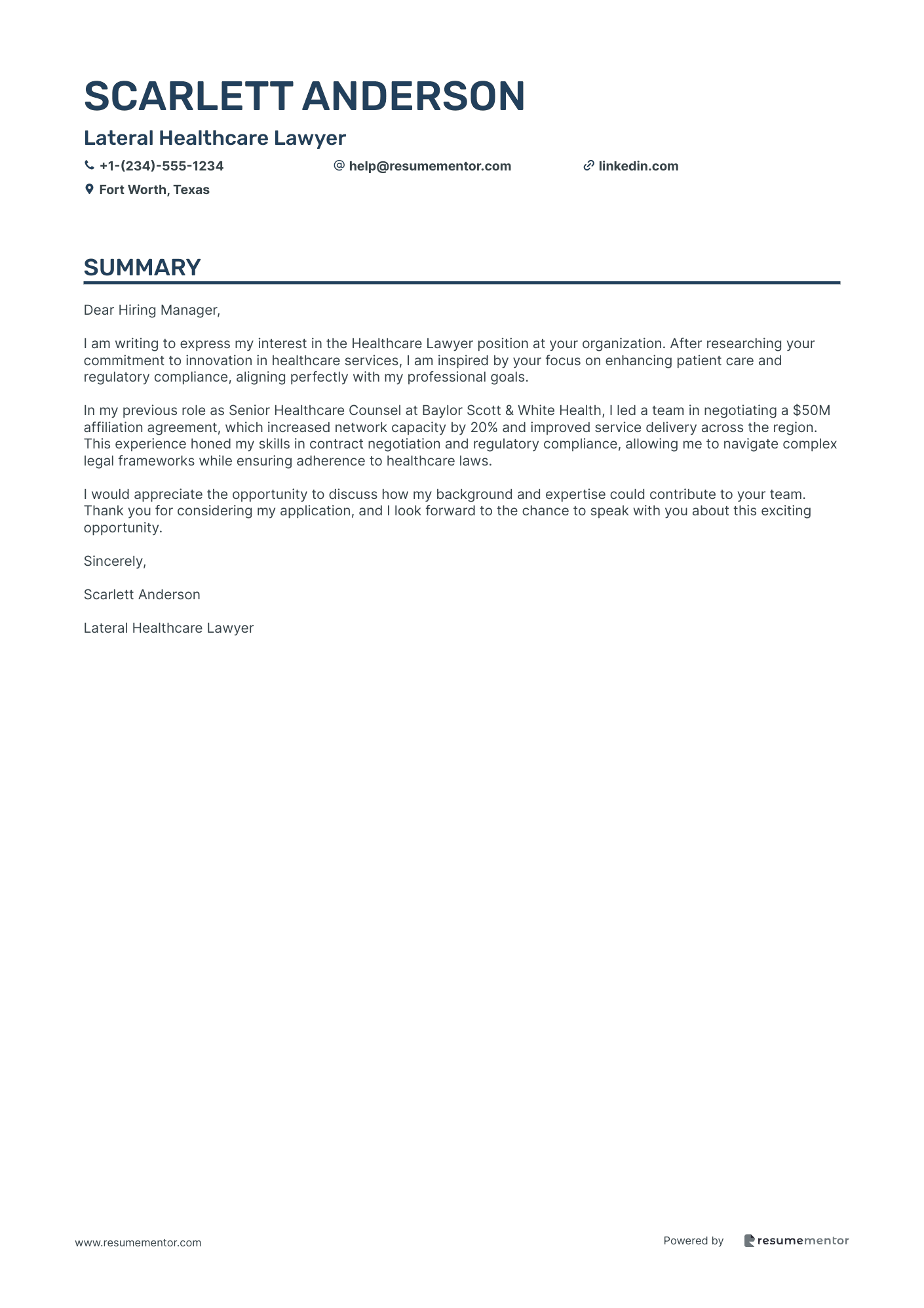 Lateral Healthcare Lawyer