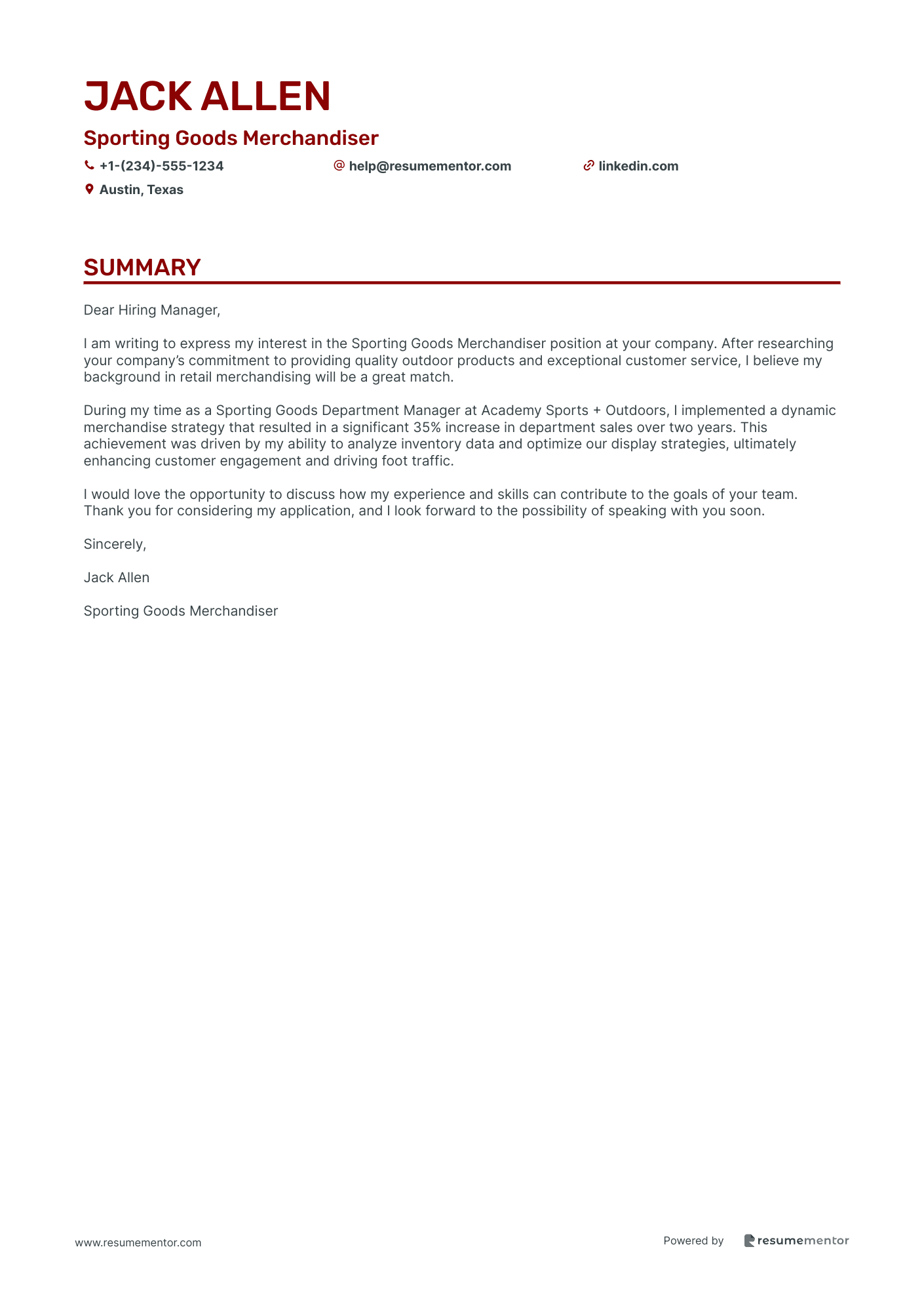 Sporting Goods Merchandiser