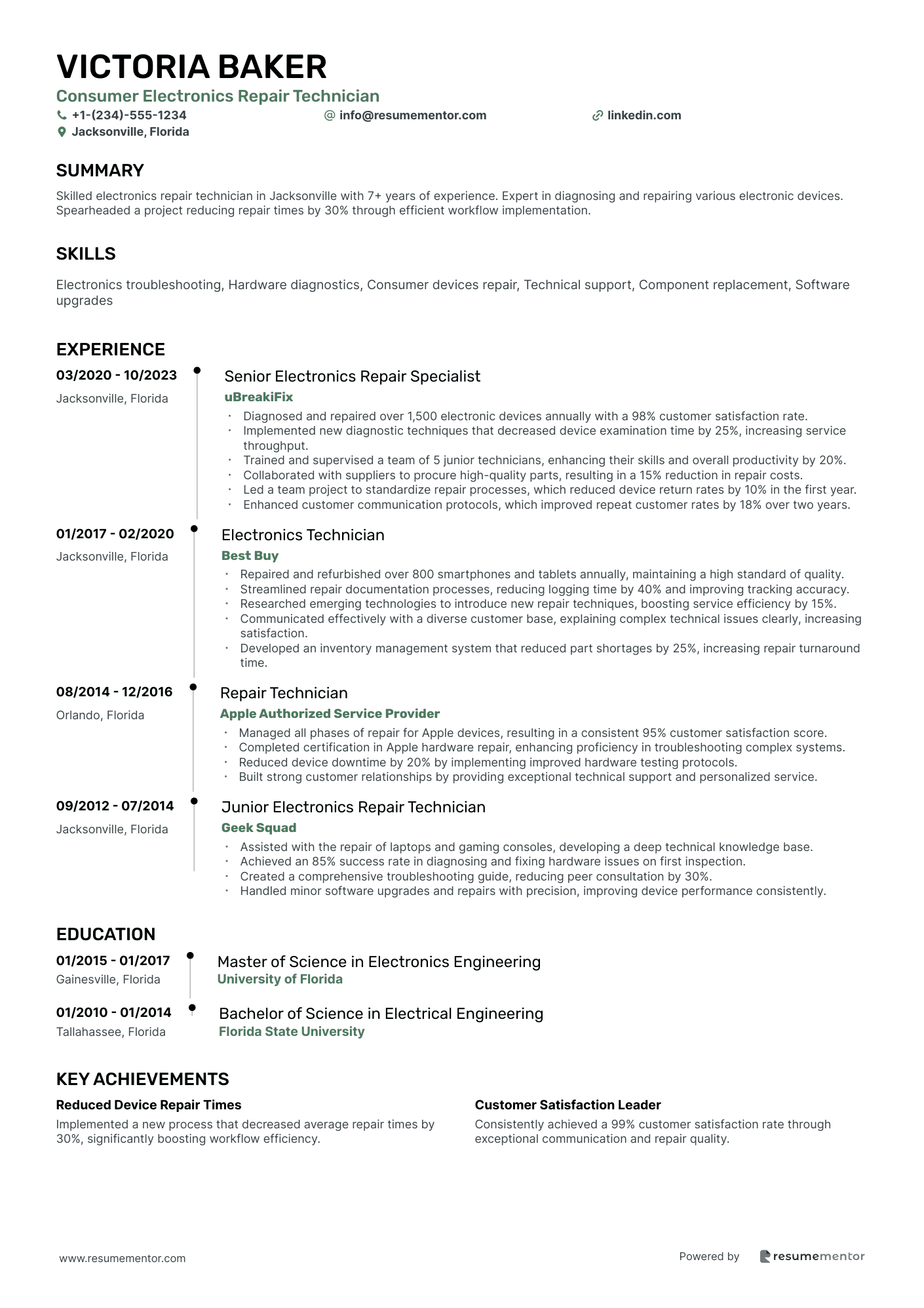 Consumer Electronics Repair Technician