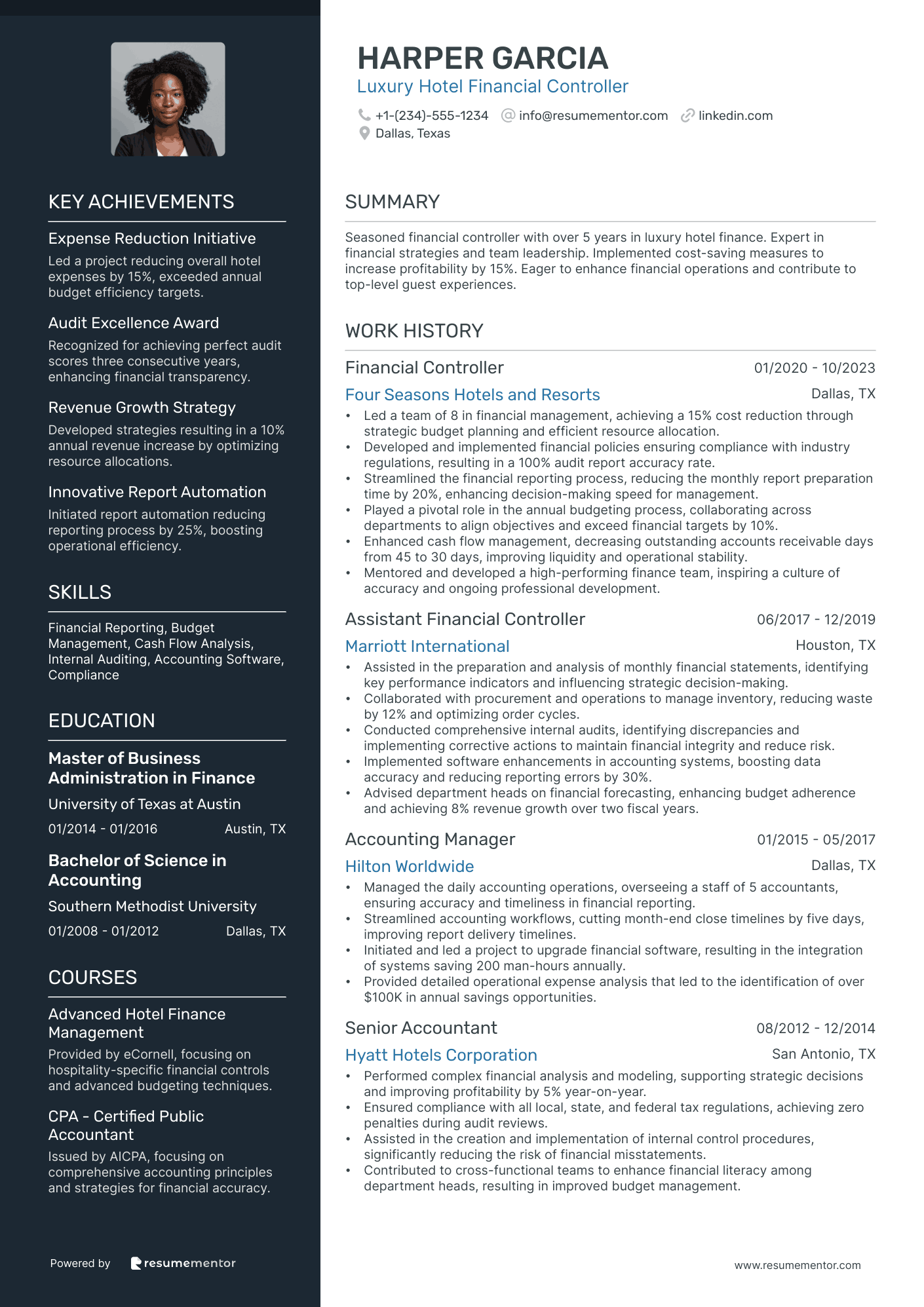 Luxury Hotel Financial Controller